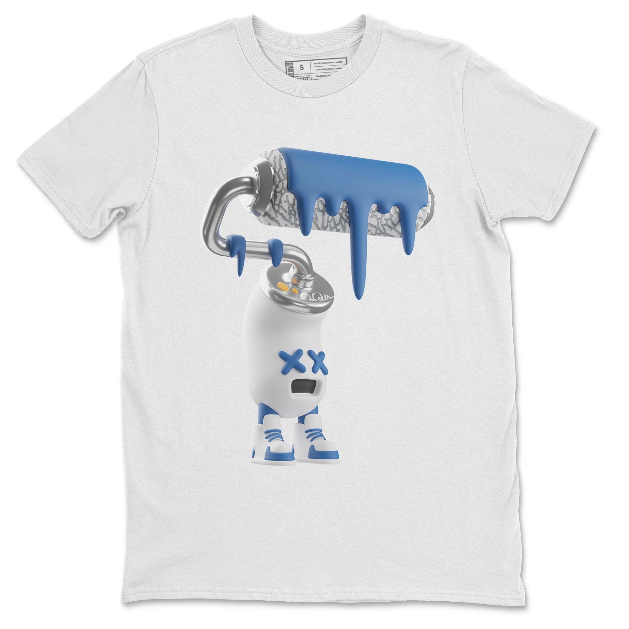 Air Jordan 3 Wizards Sneaker Match Tees 3D Paint Roller Streetwear Sneaker Shirt AJ3 NBA Wizards  Sneaker Release Tees Unisex Shirts White 2