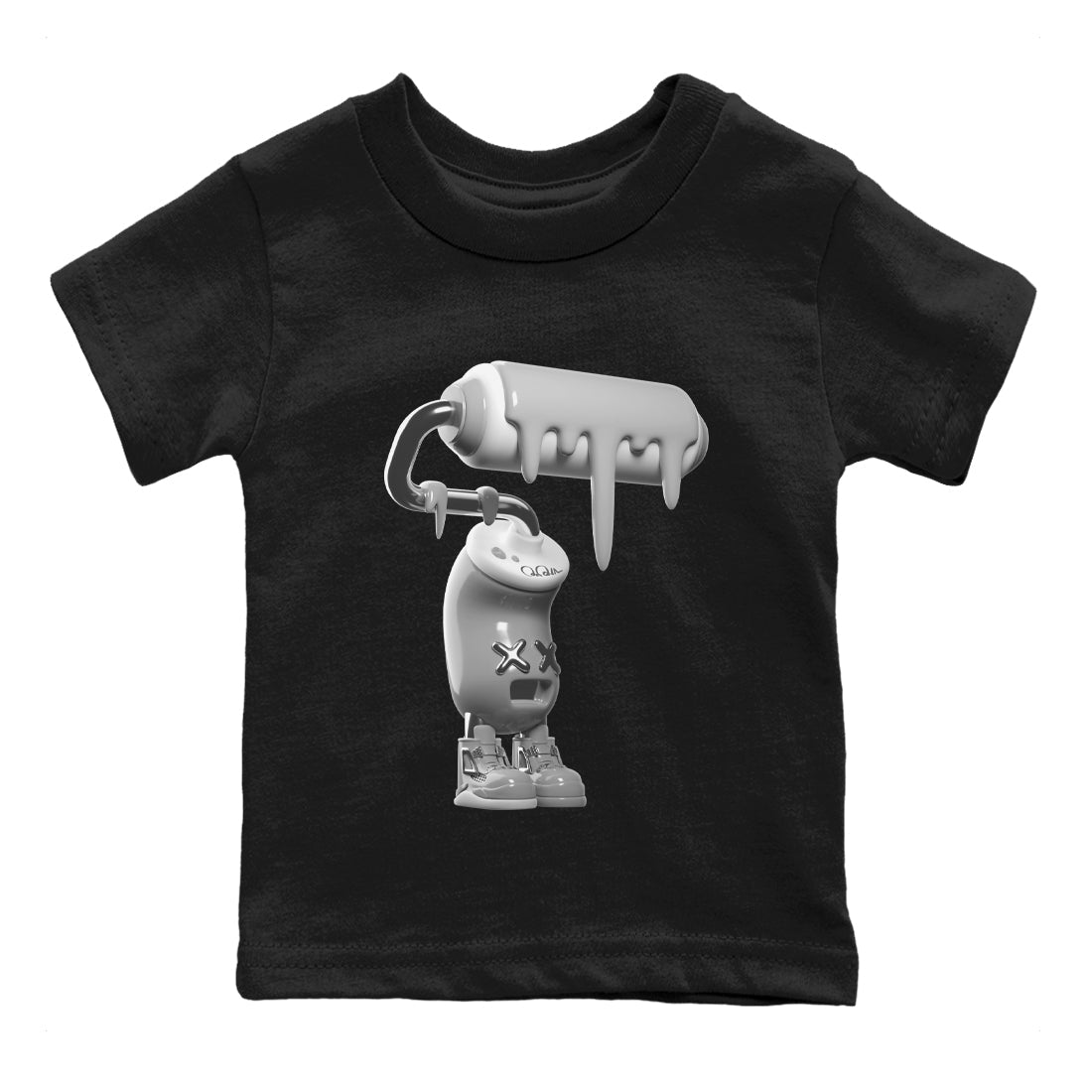 Air Jordan 4 Frozen Moments shirt to match jordans 3D Paint Roller Streetwear Sneaker Shirt AJ4 Frozen Moments Drip Gear Zone Sneaker Matching Clothing Baby Toddler Black 2 T-Shirt