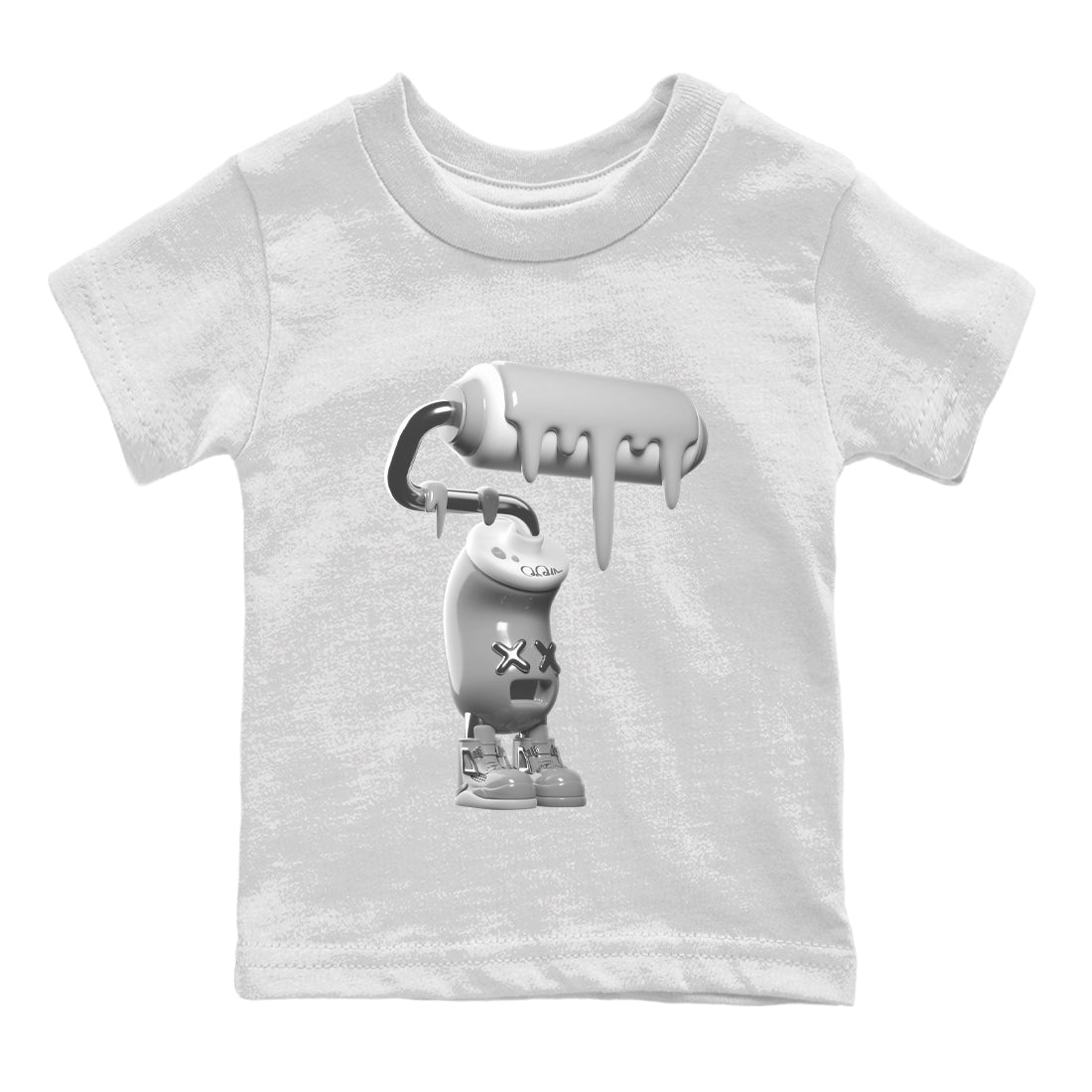Air Jordan 4 Frozen Moments shirt to match jordans 3D Paint Roller Streetwear Sneaker Shirt AJ4 Frozen Moments Drip Gear Zone Sneaker Matching Clothing Baby Toddler White 2 T-Shirt