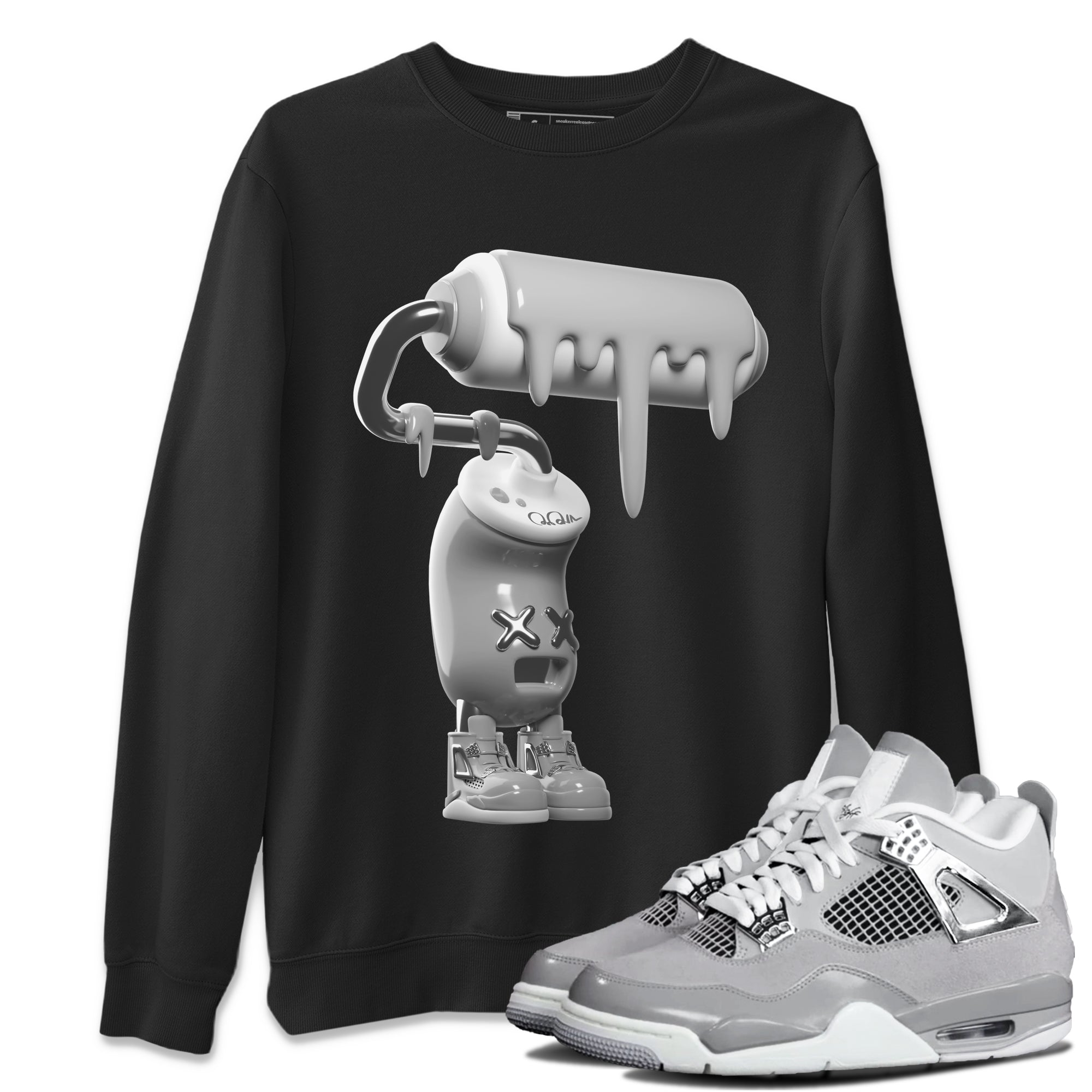 Air Jordan 4 Frozen Moments shirt to match jordans 3D Paint Roller Streetwear Sneaker Shirt AJ4 Frozen Moments Drip Gear Zone Sneaker Matching Clothing Unisex Black 1 T-Shirt