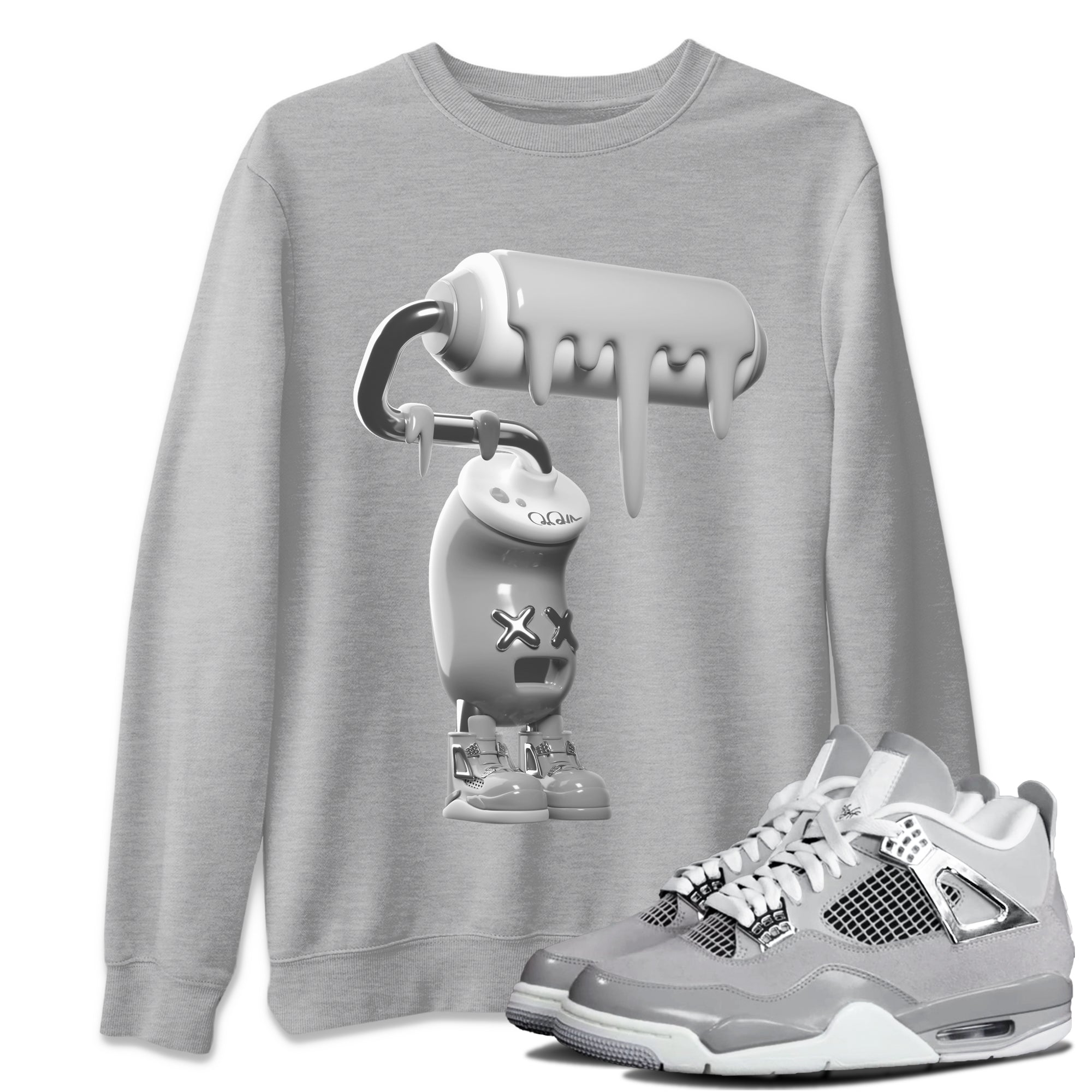 Air Jordan 4 Frozen Moments shirt to match jordans 3D Paint Roller Streetwear Sneaker Shirt AJ4 Frozen Moments Drip Gear Zone Sneaker Matching Clothing Unisex Heather Grey 1 T-Shirt