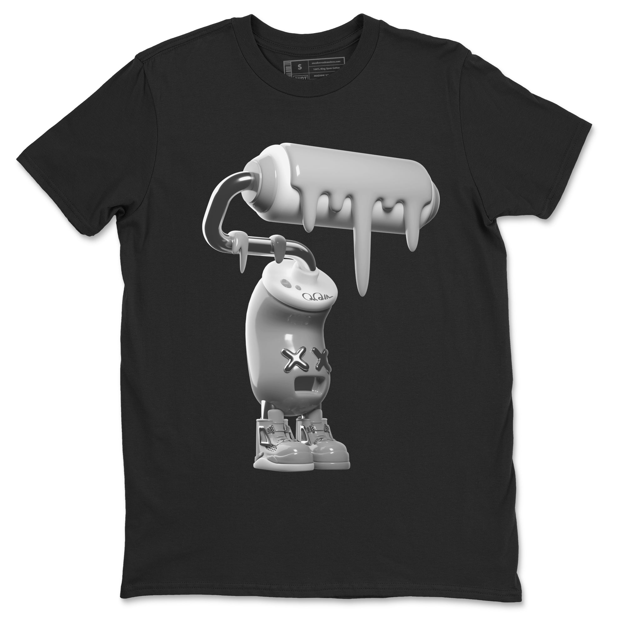 Air Jordan 4 Frozen Moments shirt to match jordans 3D Paint Roller Streetwear Sneaker Shirt AJ4 Frozen Moments Drip Gear Zone Sneaker Matching Clothing Unisex Black 2 T-Shirt