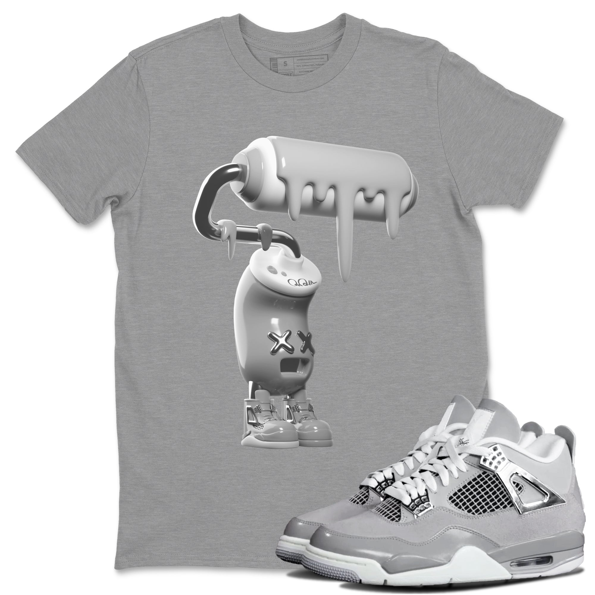 Air Jordan 4 Frozen Moments shirt to match jordans 3D Paint Roller Streetwear Sneaker Shirt AJ4 Frozen Moments Drip Gear Zone Sneaker Matching Clothing Unisex Heather Grey 1 T-Shirt