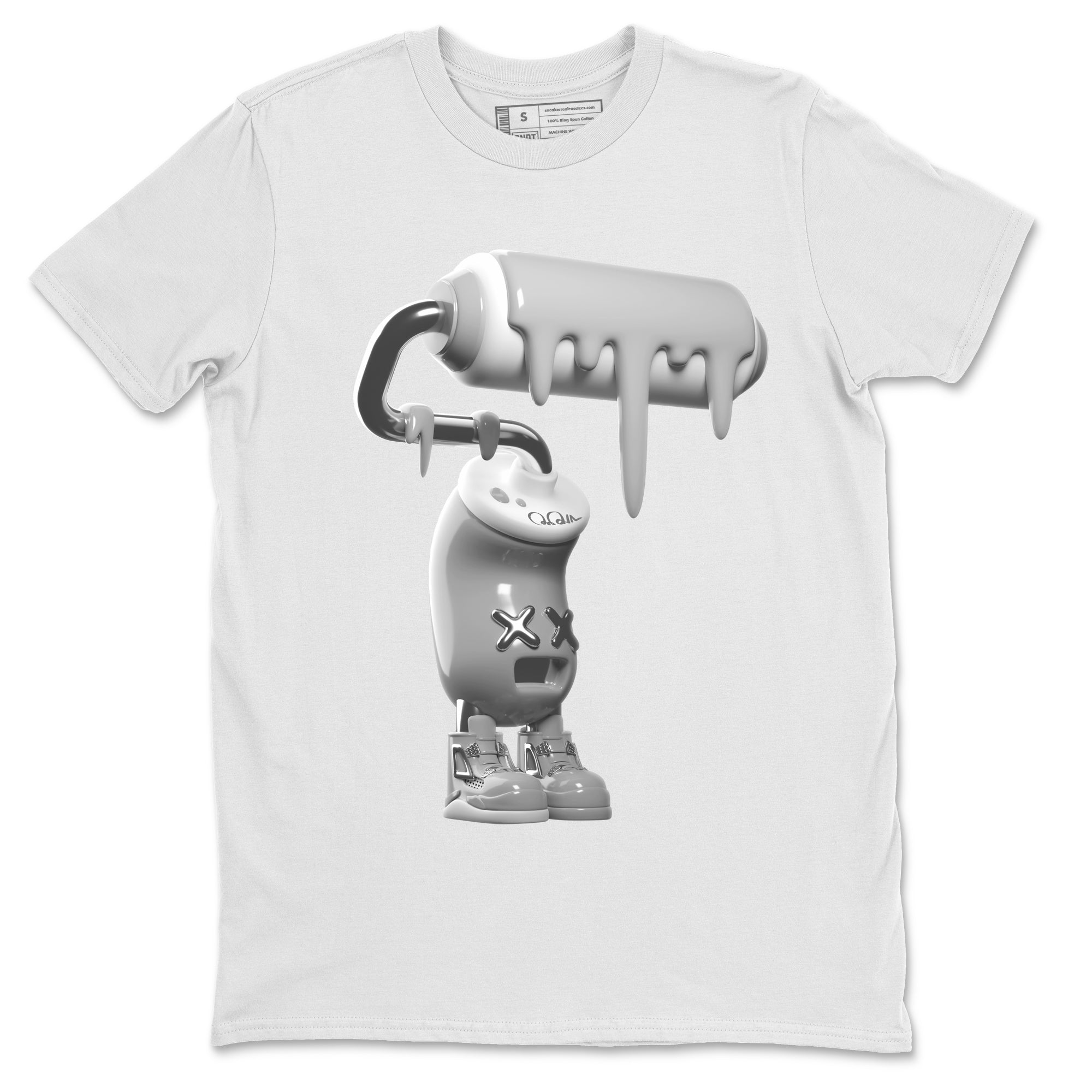 Air Jordan 4 Frozen Moments shirt to match jordans 3D Paint Roller Streetwear Sneaker Shirt AJ4 Frozen Moments Drip Gear Zone Sneaker Matching Clothing Unisex White 2 T-Shirt