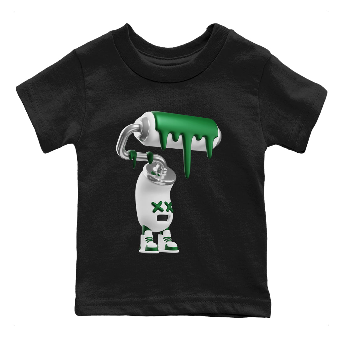 Air Jordan 4 Pine Green 3D Paint Roller Baby and Kids Streetwear Sneaker Shirt AJ4 Pine Green Kids Streetwear Sneaker Shirt Washing and Care Tip