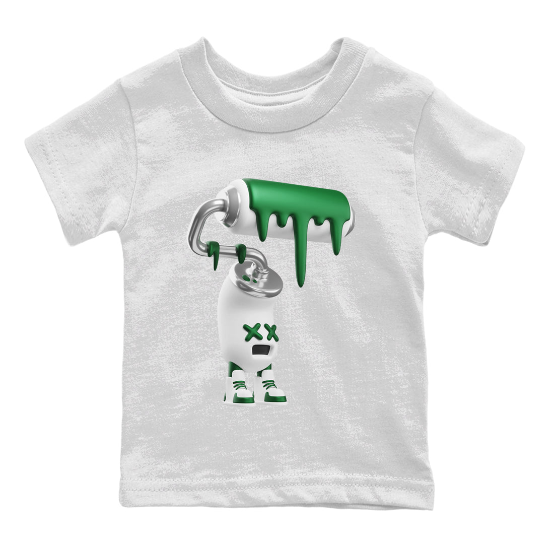 Air Jordan 4 Pine Green Sneaker Match Tees 3D Paint Roller Streetwear Sneaker Shirt AJ4 Pine Green Sneaker Release Tees Kids Shirts White 2