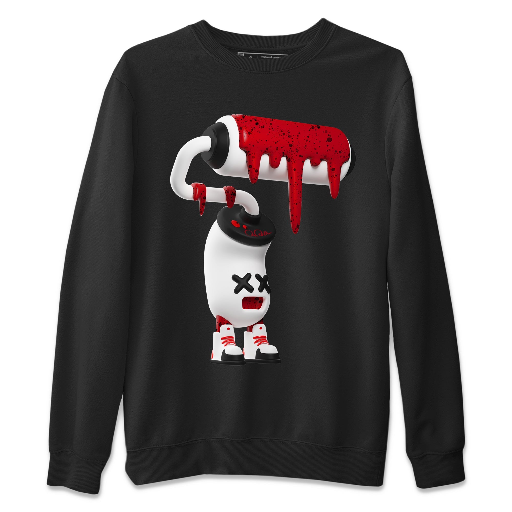Air Jordan 4 Red Cement Sneaker Match Tees 3D Paint Roller Streetwear Sneaker Shirt AJ4 Retro OG Red Cement Sneaker Release Tees Unisex Shirts Black 2