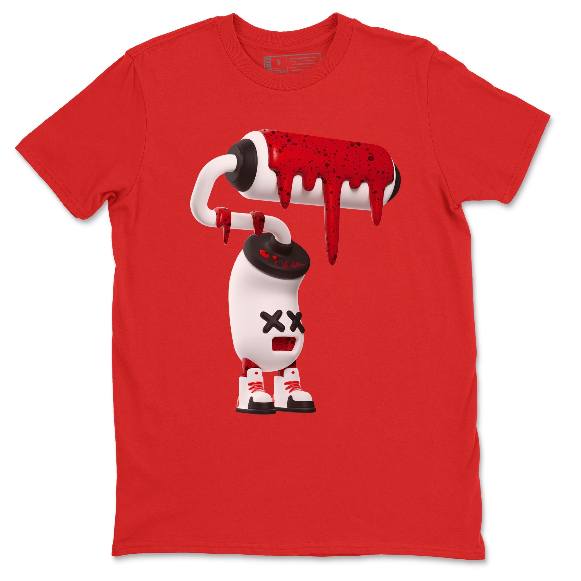 Air Jordan 4 Red Cement Sneaker Match Tees 3D Paint Roller Streetwear Sneaker Shirt AJ4 Retro OG Red Cement Sneaker Release Tees Unisex Shirts Red 2
