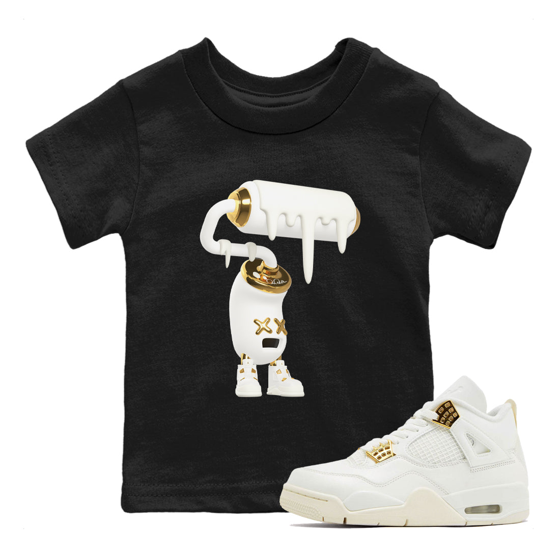 4s Sail 2024 shirt to match jordans 3D Paint Roller sneaker tees Air Jordan 4 Sail 2024 Drip Gear Zone baby toddler Black 1 cotton Shirt