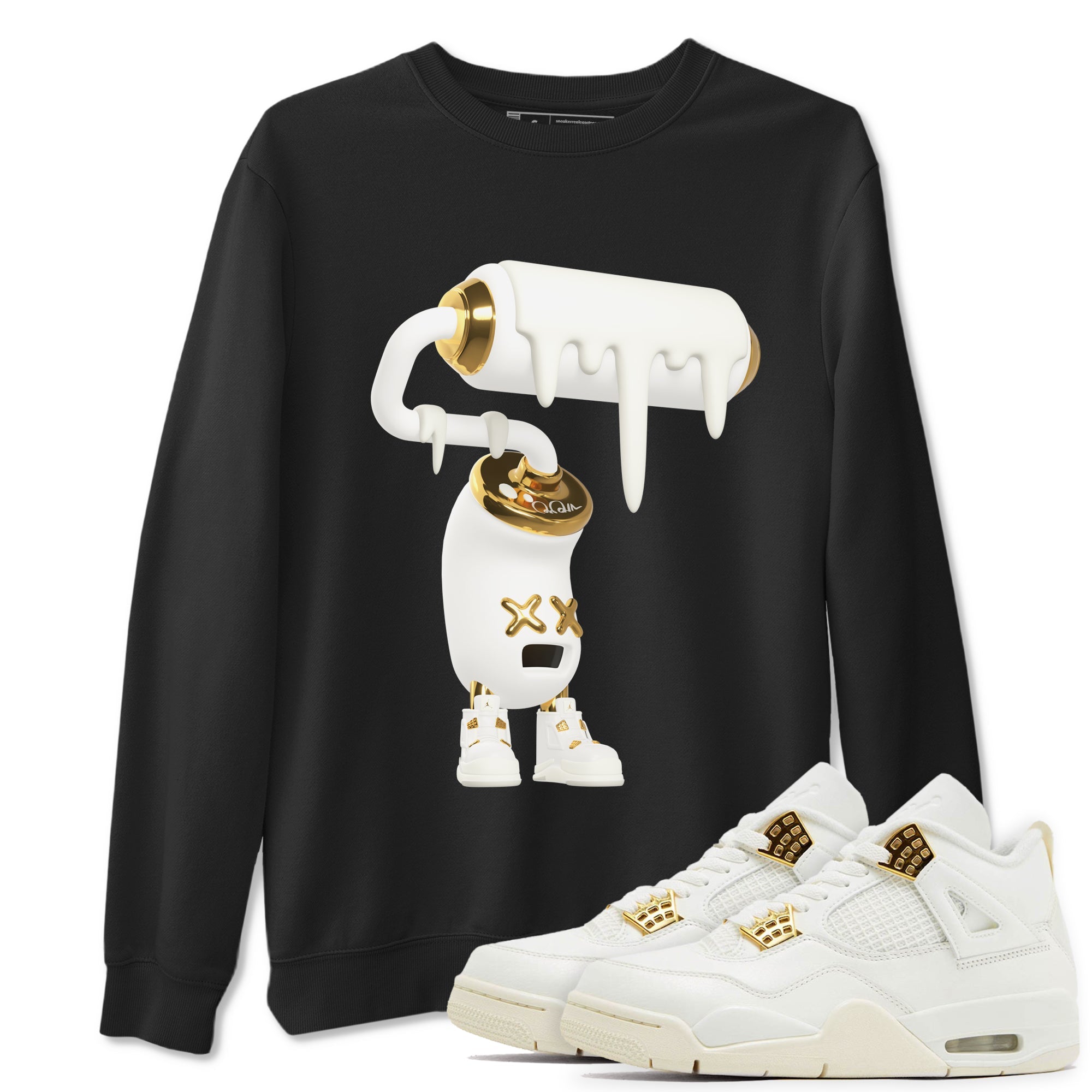 4s Sail 2024 shirt to match jordans 3D Paint Roller sneaker tees Air Jordan 4 Sail 2024 Drip Gear Zone unisex cotton Black 1 crew neck shirt