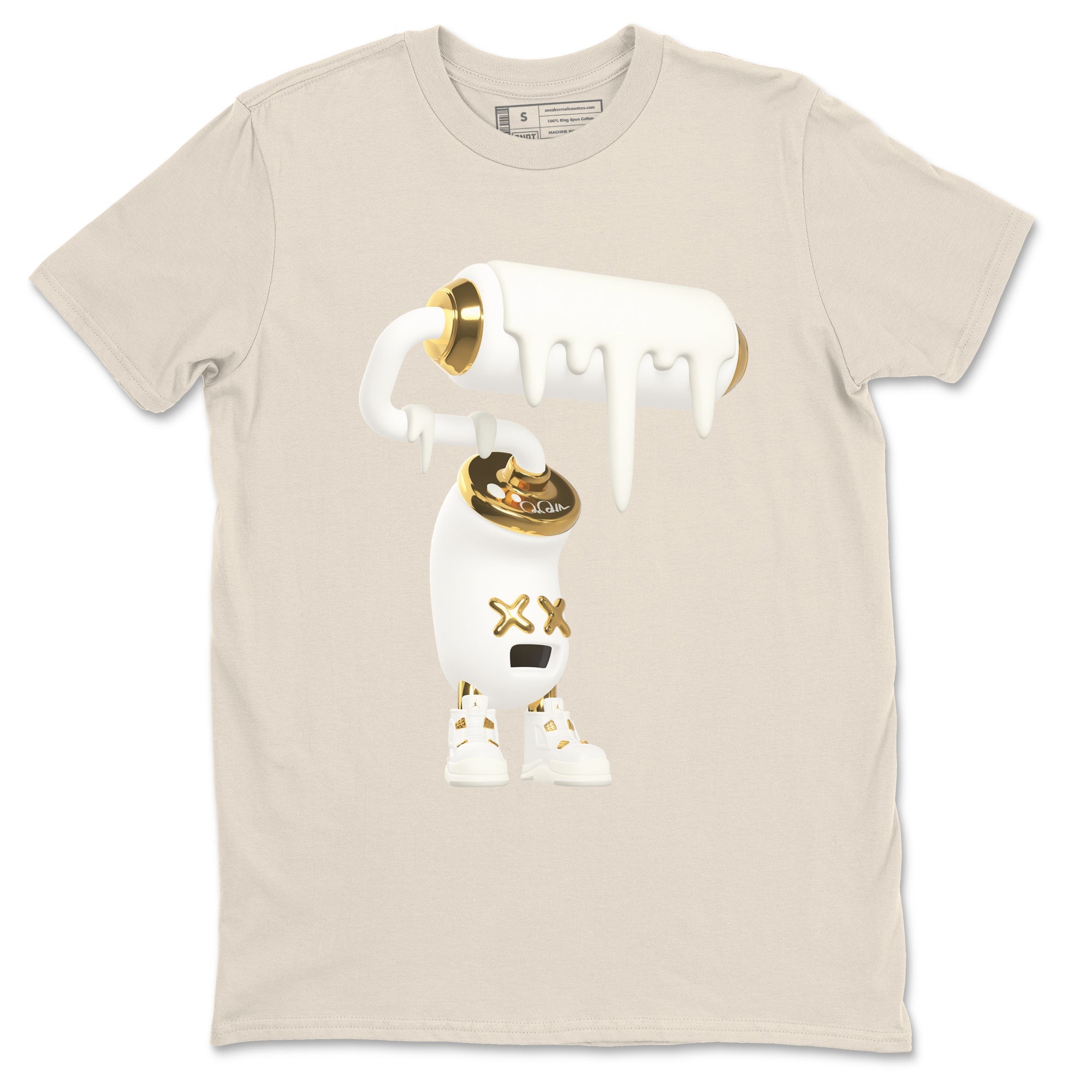 4s Sail 2024 shirt to match jordans 3D Paint Roller sneaker tees Air Jordan 4 Sail 2024 Drip Gear Zone unisex cotton Natural 2 crew neck shirt