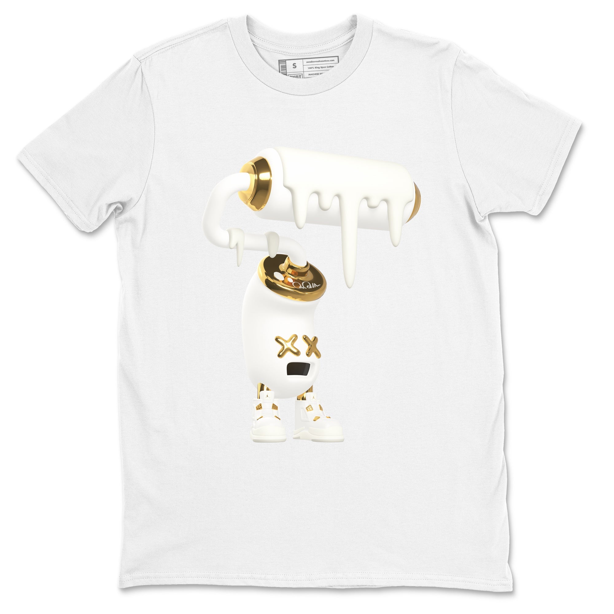 4s Sail 2024 shirt to match jordans 3D Paint Roller sneaker tees Air Jordan 4 Sail 2024 Drip Gear Zone unisex cotton White 2 crew neck shirt