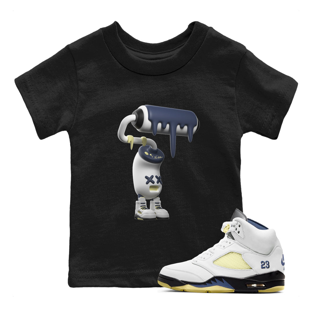 Air Jordan 5 A Ma Maniere x Photon Dust shirt to match jordans 3D Paint Roller sneaker tees Jordan 5 A Ma Maniere "Dawn" Drip Gear Zone Baby Toddler Black 1 T-Shirt
