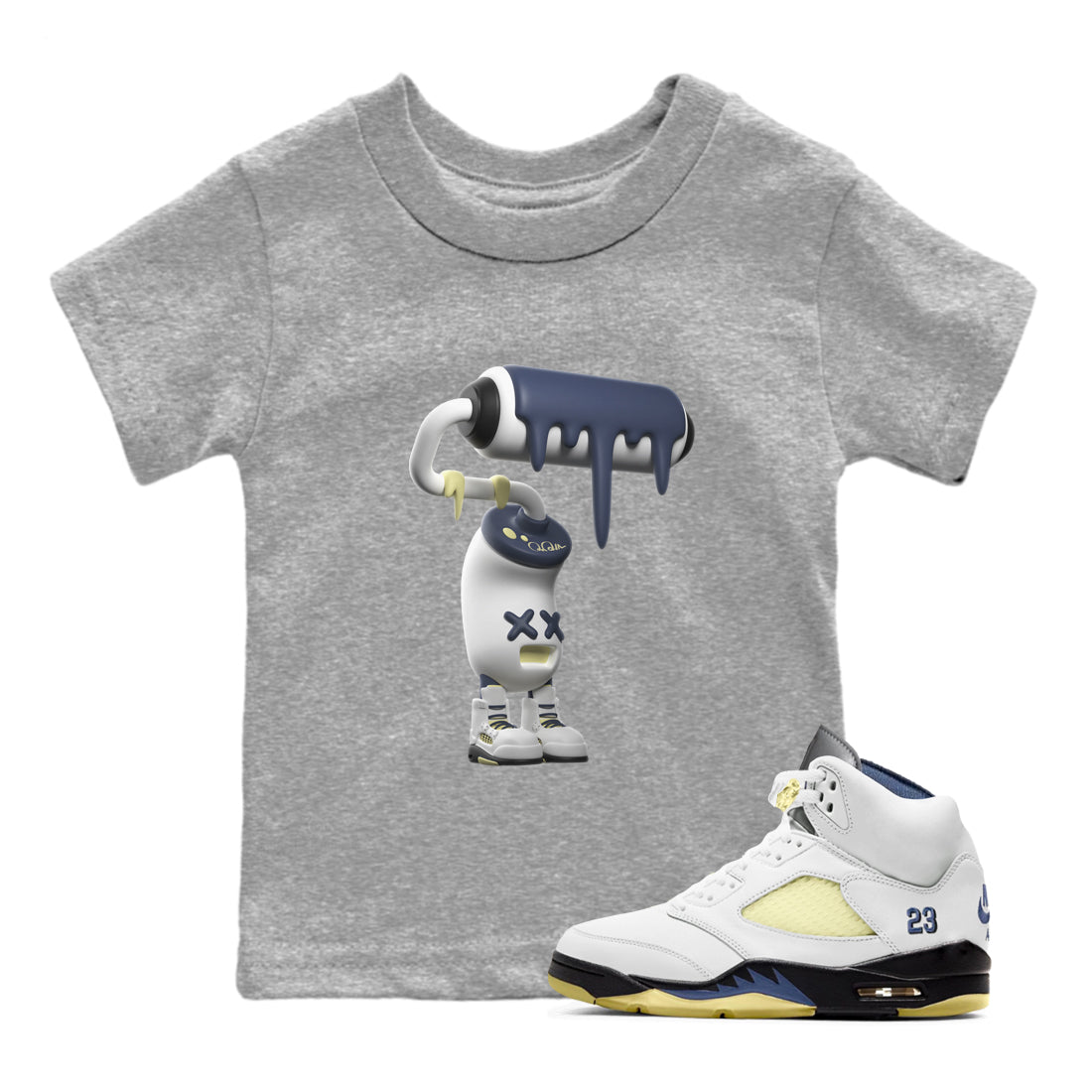 Air Jordan 5 A Ma Maniere x Photon Dust shirt to match jordans 3D Paint Roller sneaker tees Jordan 5 A Ma Maniere "Dawn" Drip Gear Zone Baby Toddler Heather Grey 1 T-Shirt