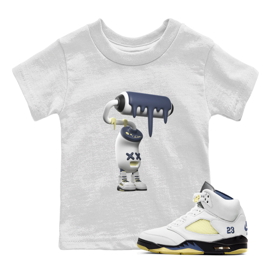 Air Jordan 5 A Ma Maniere x Photon Dust shirt to match jordans 3D Paint Roller sneaker tees Jordan 5 A Ma Maniere "Dawn" Drip Gear Zone Baby Toddler White 1 T-Shirt