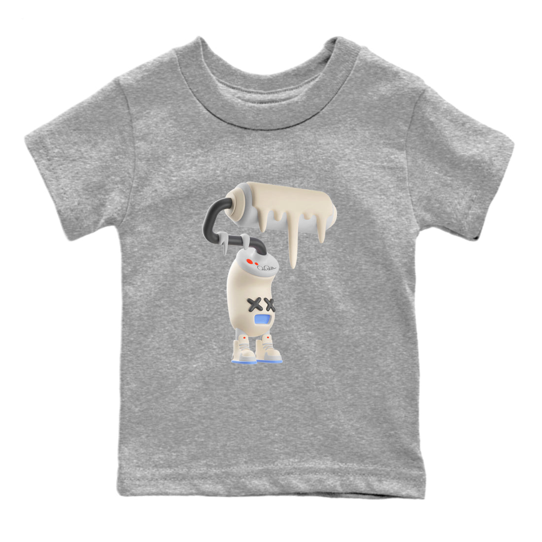 Air Jordan 5 Craft Sneaker Match Tees 3D Paint Roller Streetwear Sneaker Shirt AJ5 SE Craft Sneaker Release Tees Kids Shirts Heather Grey 2