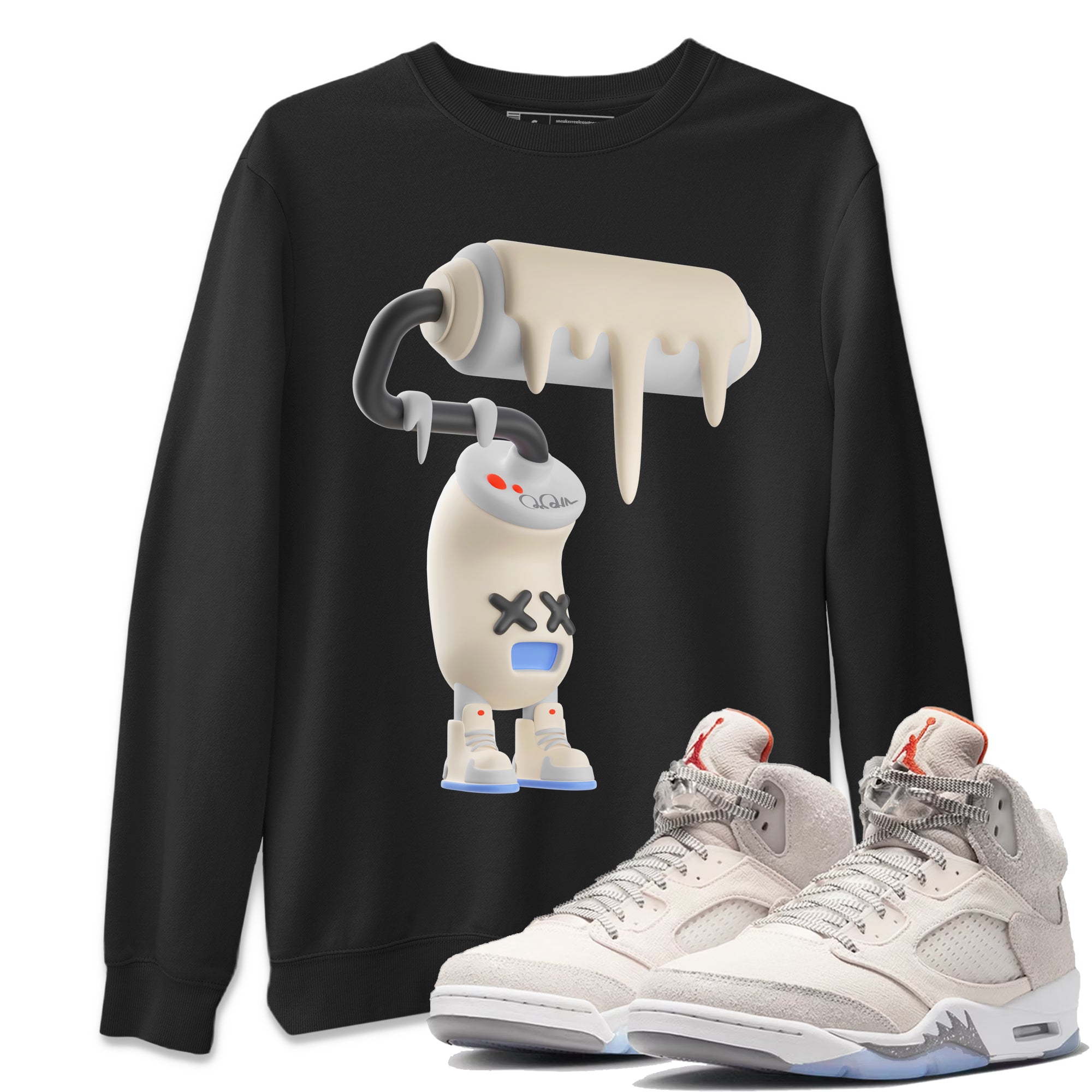Air Jordan 5 Craft Sneaker Match Tees 3D Paint Roller Streetwear Sneaker Shirt AJ5 SE Craft Sneaker Release Tees Unisex Shirts Black 1