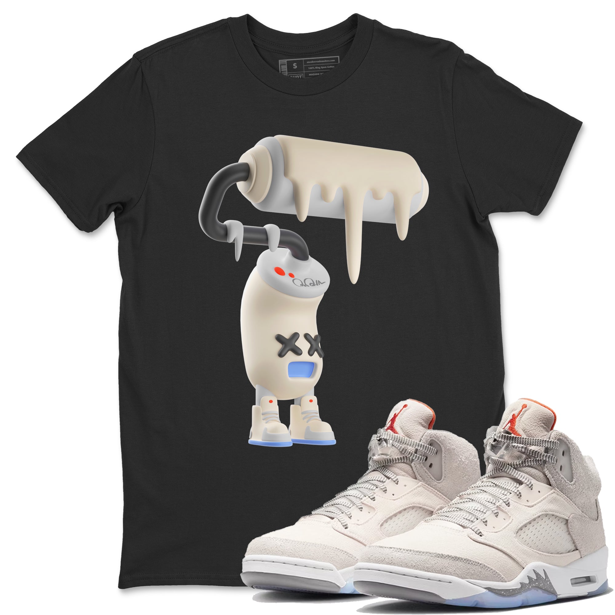 Air Jordan 5 Craft Sneaker Match Tees 3D Paint Roller Streetwear Sneaker Shirt AJ5 SE Craft Sneaker Release Tees Unisex Shirts Black 1