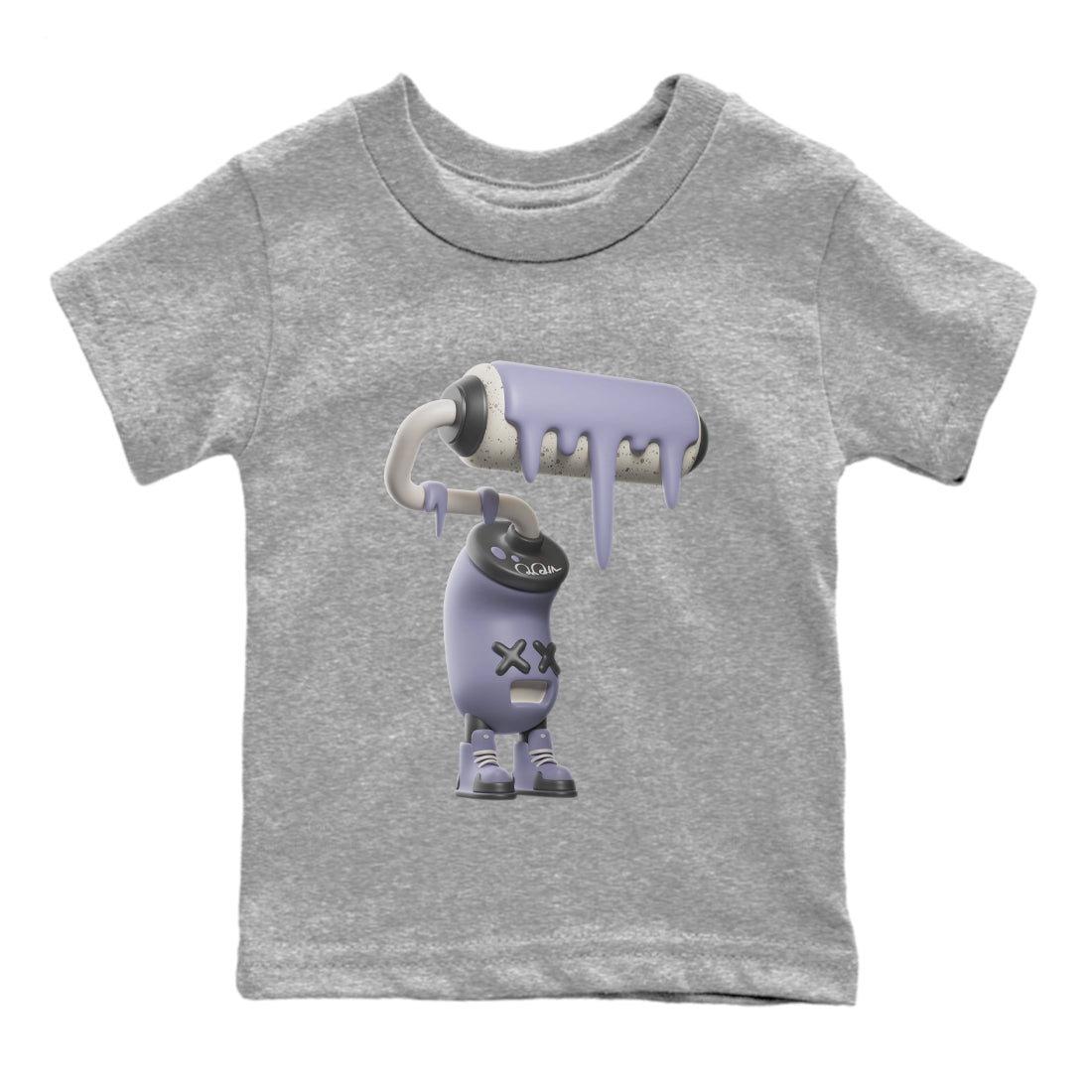 Air Jordan 5 Indigo Haze Sneaker Match Tees 3D Paint Roller Streetwear Sneaker Shirt AJ5 Indigo Haze Sneaker Release Tees Kids Shirts Heather Grey 2