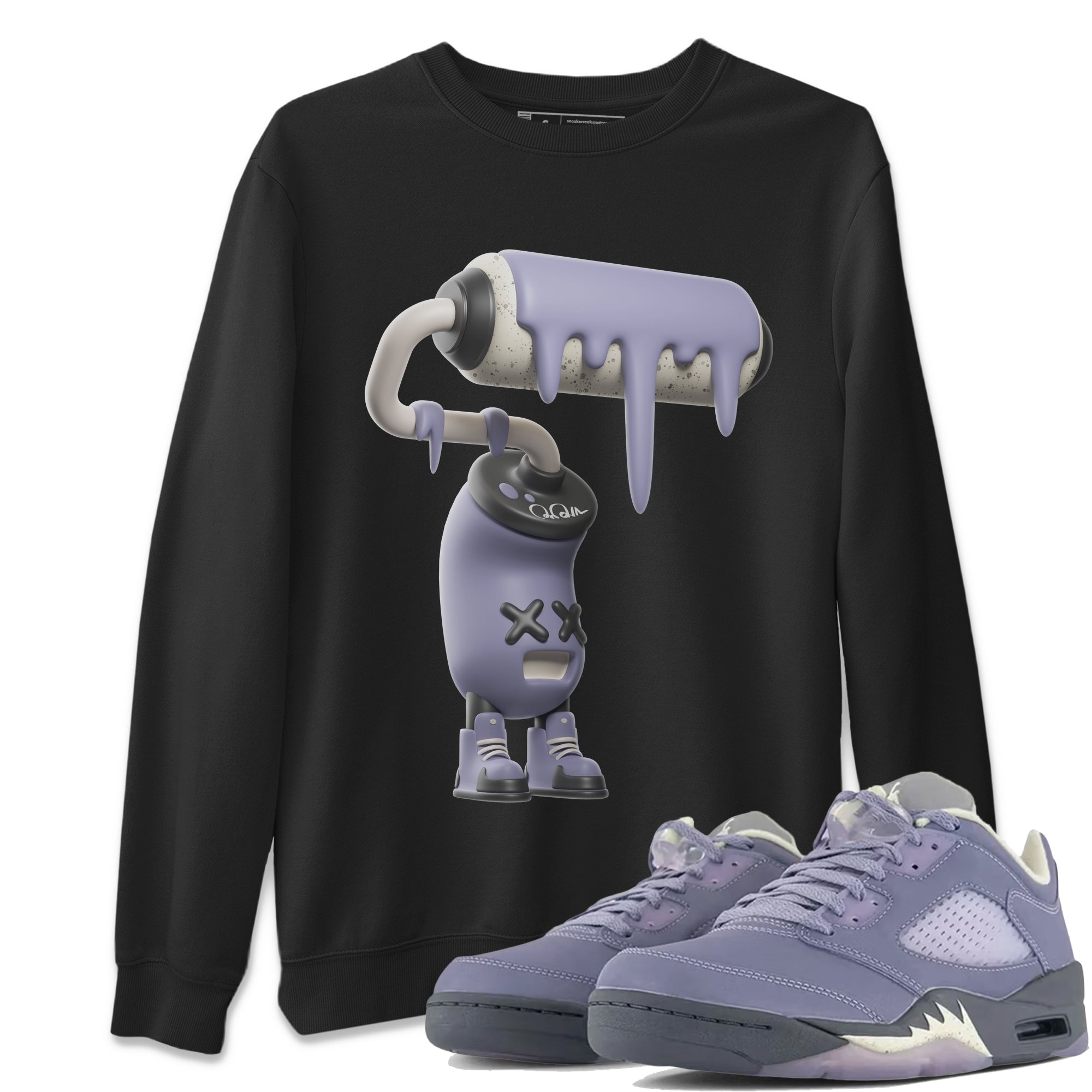 Air Jordan 5 Indigo Haze Sneaker Match Tees 3D Paint Roller Streetwear Sneaker Shirt AJ5 Indigo Haze Sneaker Release Tees Unisex Shirts Black 1