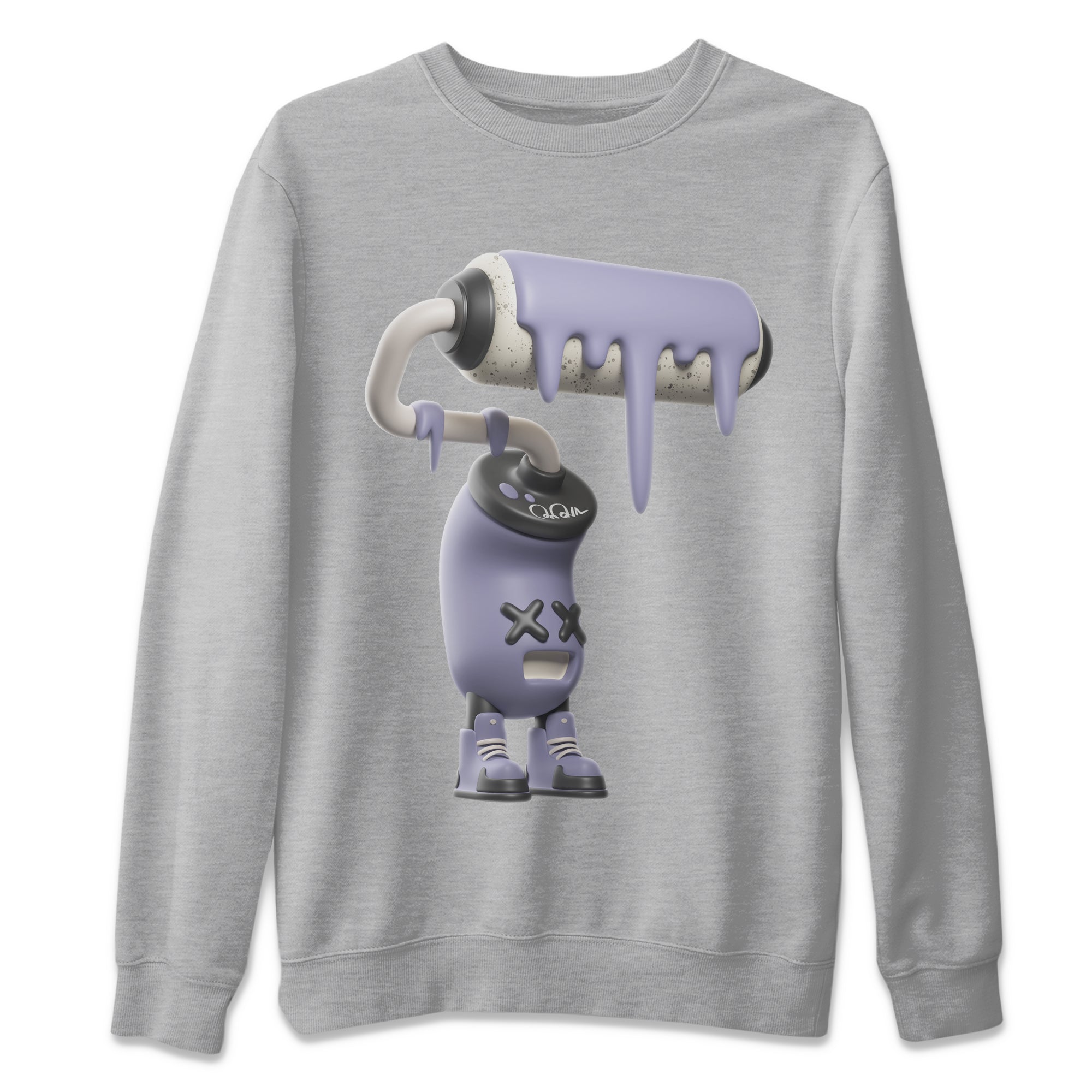 Air Jordan 5 Indigo Haze Sneaker Match Tees 3D Paint Roller Streetwear Sneaker Shirt AJ5 Indigo Haze Sneaker Release Tees Unisex Shirts Heather Grey 2
