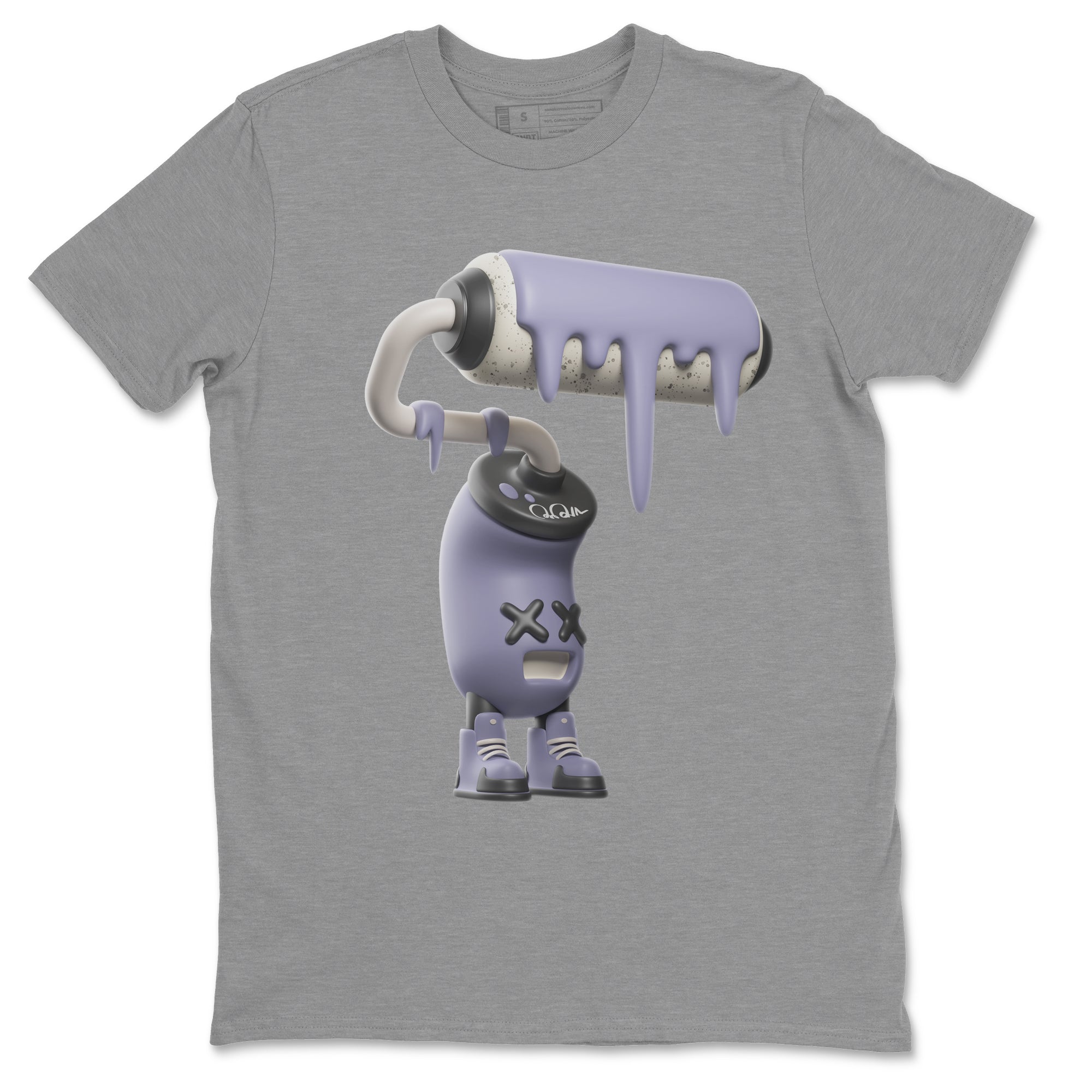 Air Jordan 5 Indigo Haze Sneaker Match Tees 3D Paint Roller Streetwear Sneaker Shirt AJ5 Indigo Haze Sneaker Release Tees Unisex Shirts Heather Grey 2