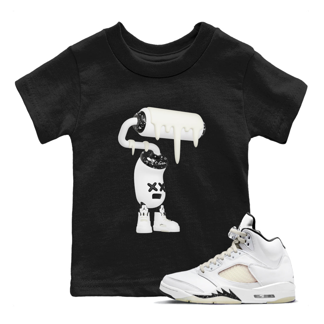 5s Sail shirt to match jordans 3D Paint Roller sneaker tees Air Jordan 5 Sail Drip Gear Zone baby toddler Black 1 cotton Shirt