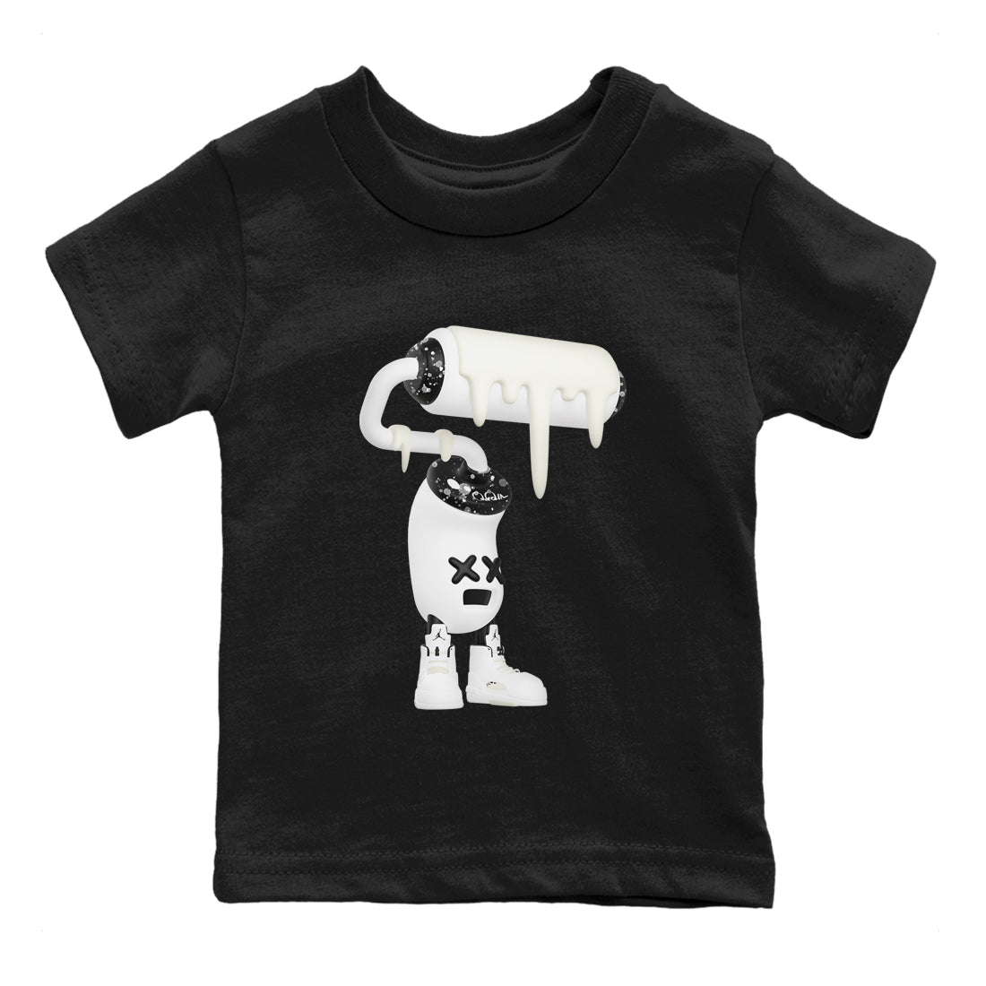 5s Sail shirt to match jordans 3D Paint Roller sneaker tees Air Jordan 5 Sail Drip Gear Zone baby toddler Black 2 cotton Shirt