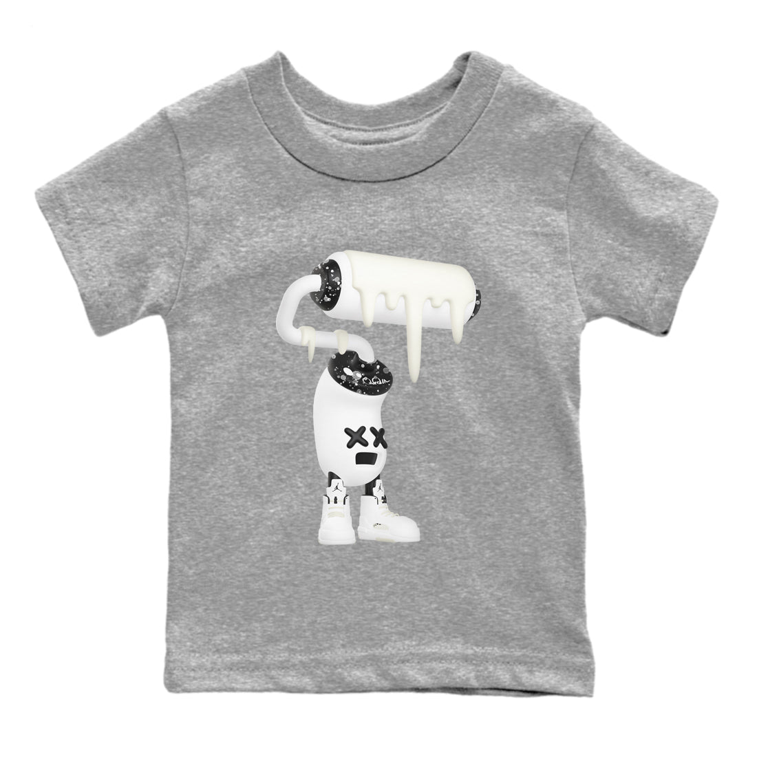 5s Sail shirt to match jordans 3D Paint Roller sneaker tees Air Jordan 5 Sail Drip Gear Zone baby toddler Heather Grey 2 cotton Shirt
