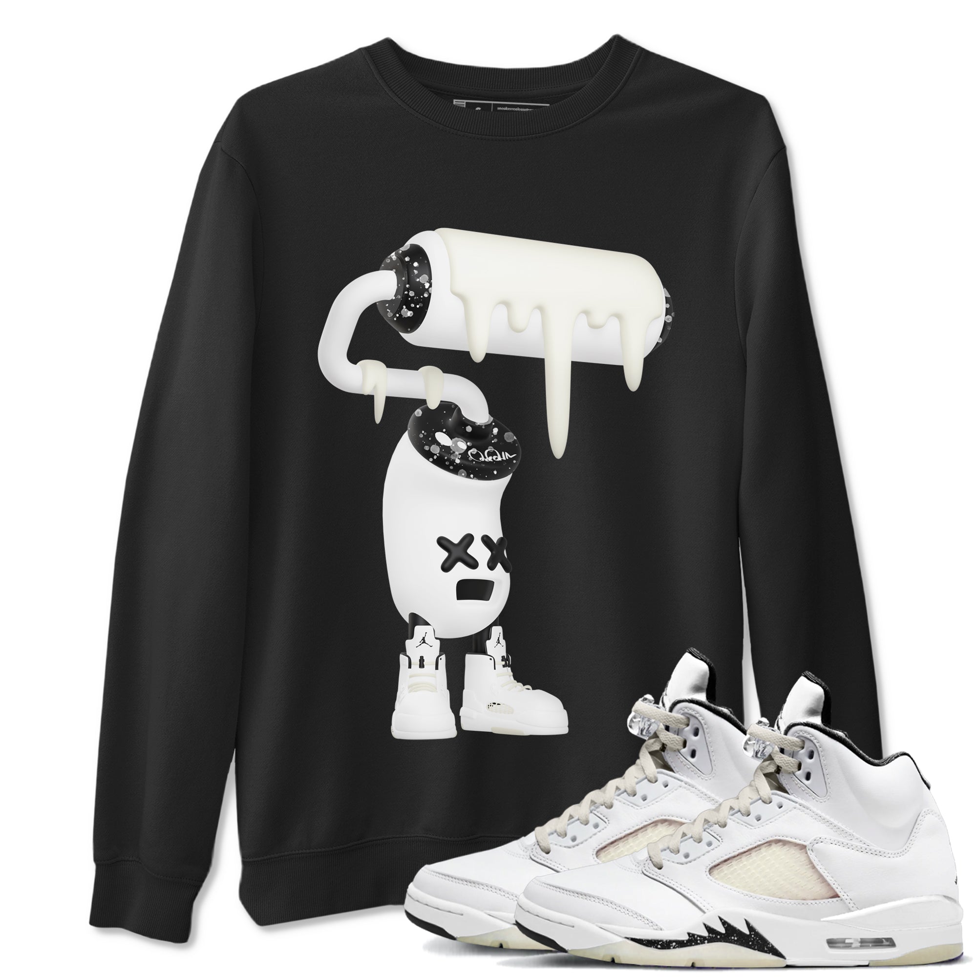 5s Sail shirt to match jordans 3D Paint Roller sneaker tees Air Jordan 5 Sail Drip Gear Zone unisex cotton Black 1 crew neck shirt