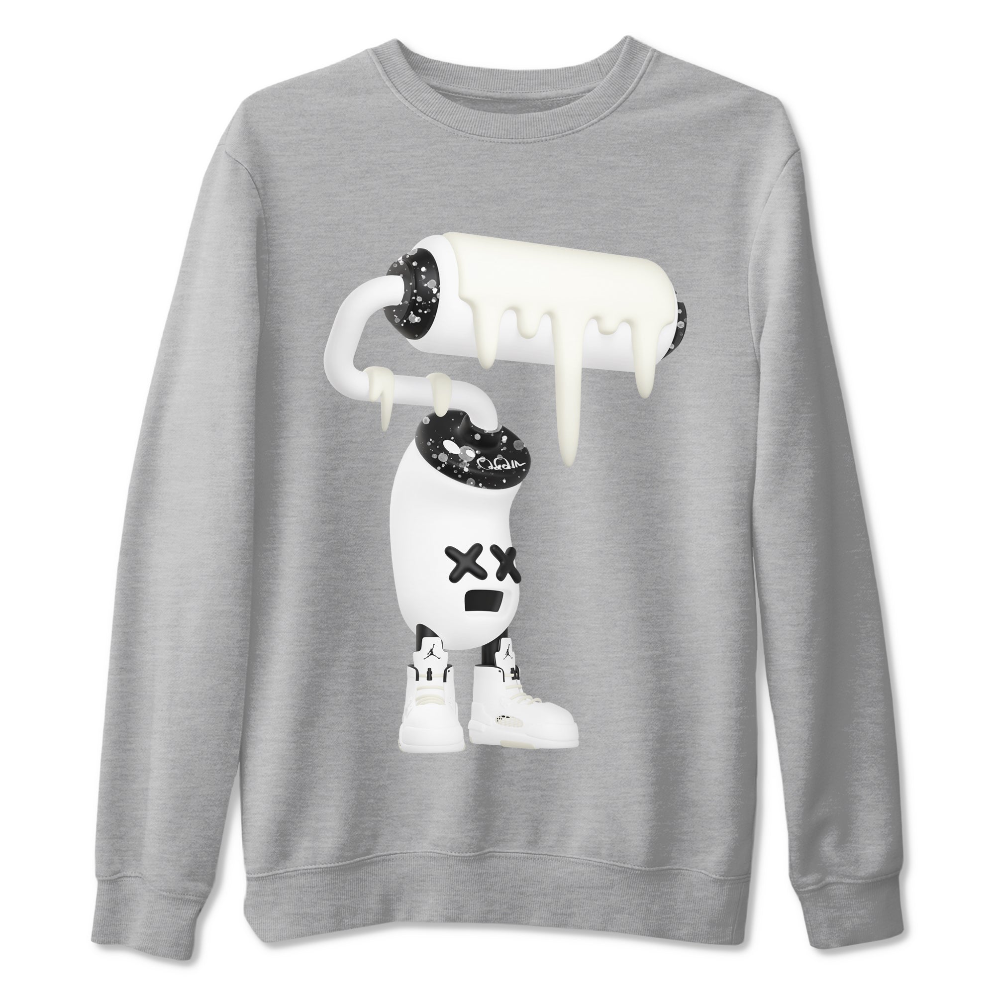 5s Sail shirt to match jordans 3D Paint Roller sneaker tees Air Jordan 5 Sail Drip Gear Zone unisex cotton Heather Grey 2 crew neck shirt