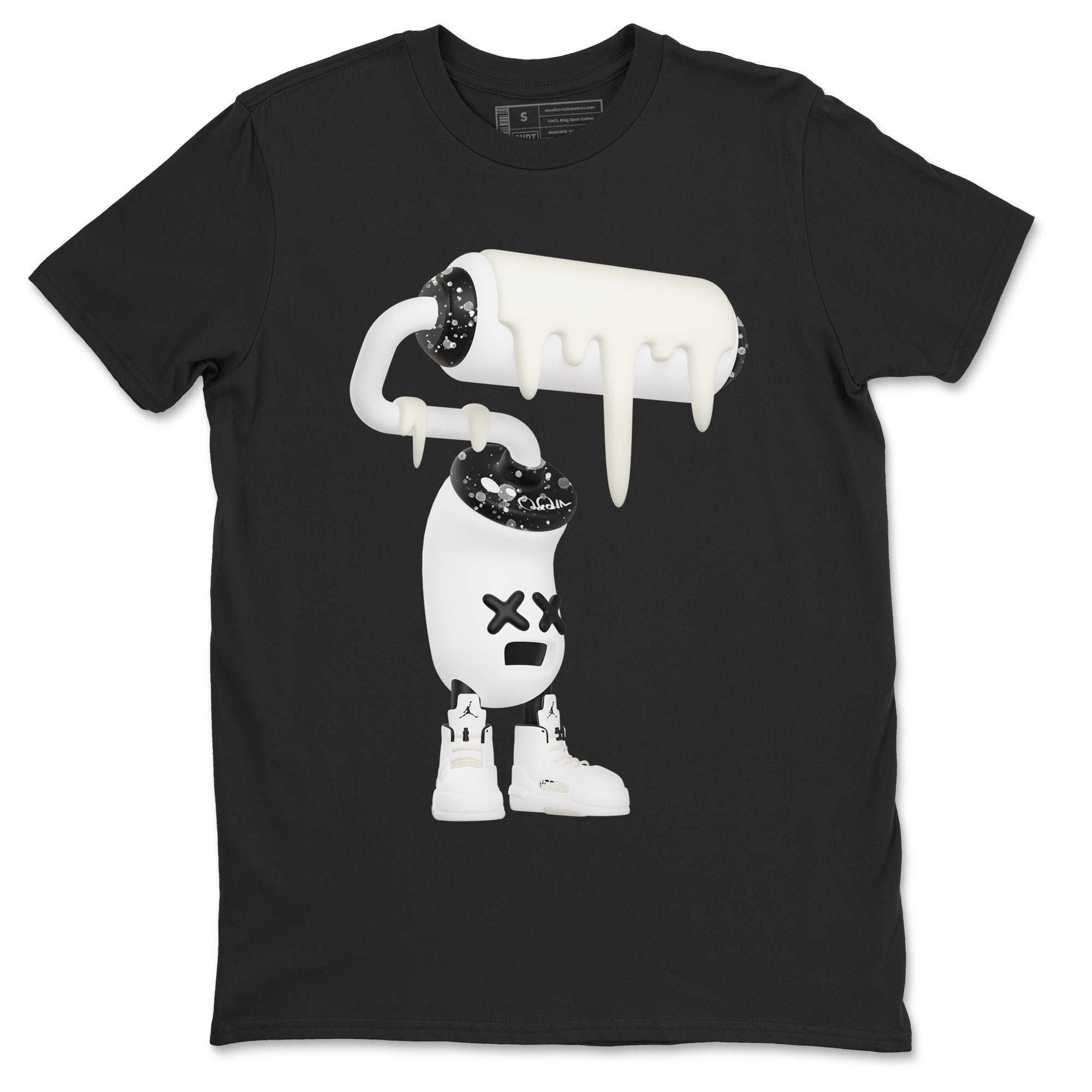 5s Sail shirt to match jordans 3D Paint Roller sneaker tees Air Jordan 5 Sail Drip Gear Zone unisex cotton Black 2 crew neck shirt