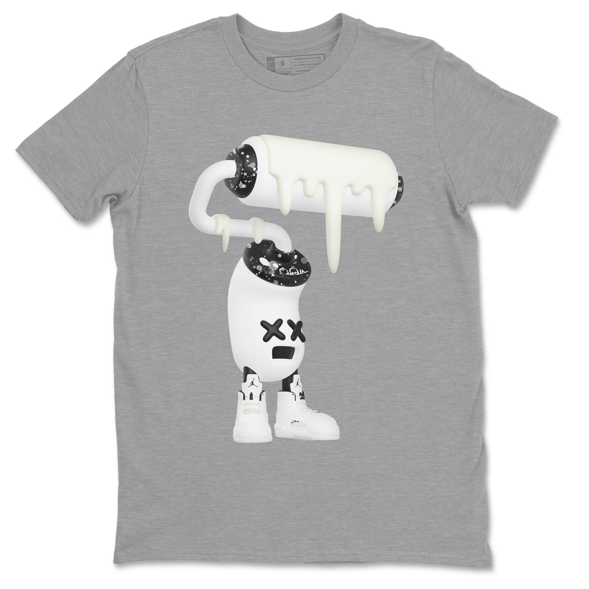 5s Sail shirt to match jordans 3D Paint Roller sneaker tees Air Jordan 5 Sail Drip Gear Zone unisex cotton Heather Grey 2 crew neck shirt