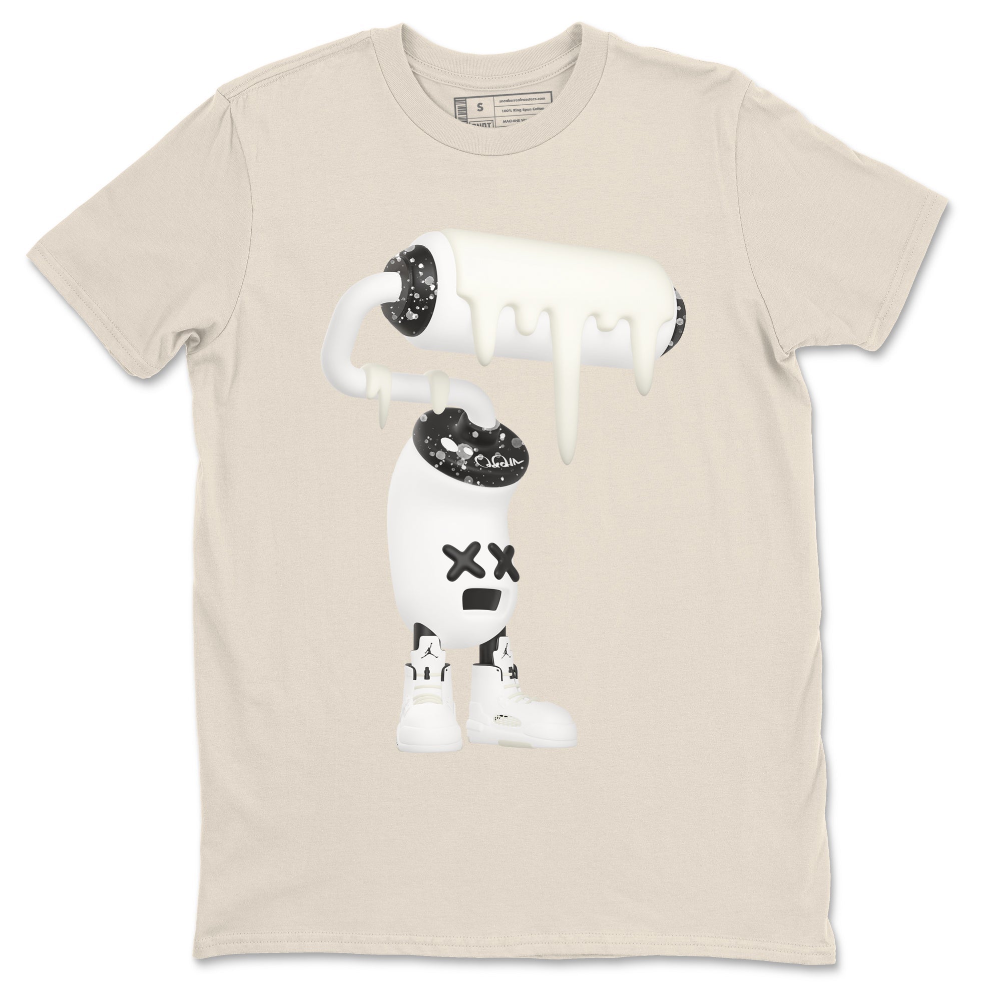 5s Sail shirt to match jordans 3D Paint Roller sneaker tees Air Jordan 5 Sail Drip Gear Zone unisex cotton Natural 2 crew neck shirt