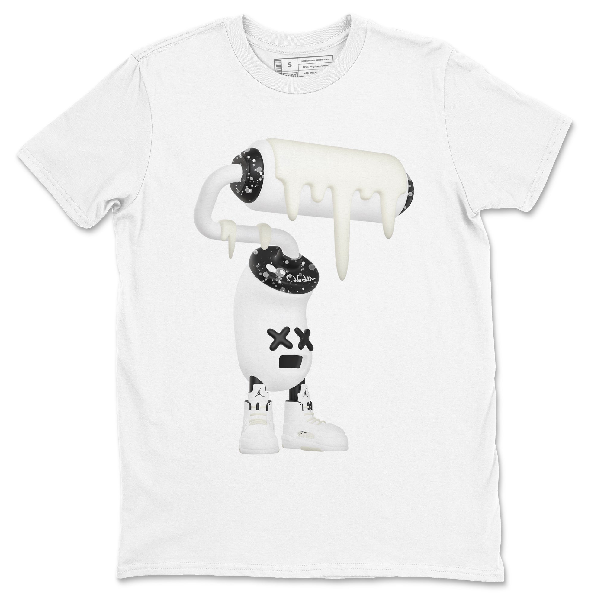 5s Sail shirt to match jordans 3D Paint Roller sneaker tees Air Jordan 5 Sail Drip Gear Zone unisex cotton White 2 crew neck shirt
