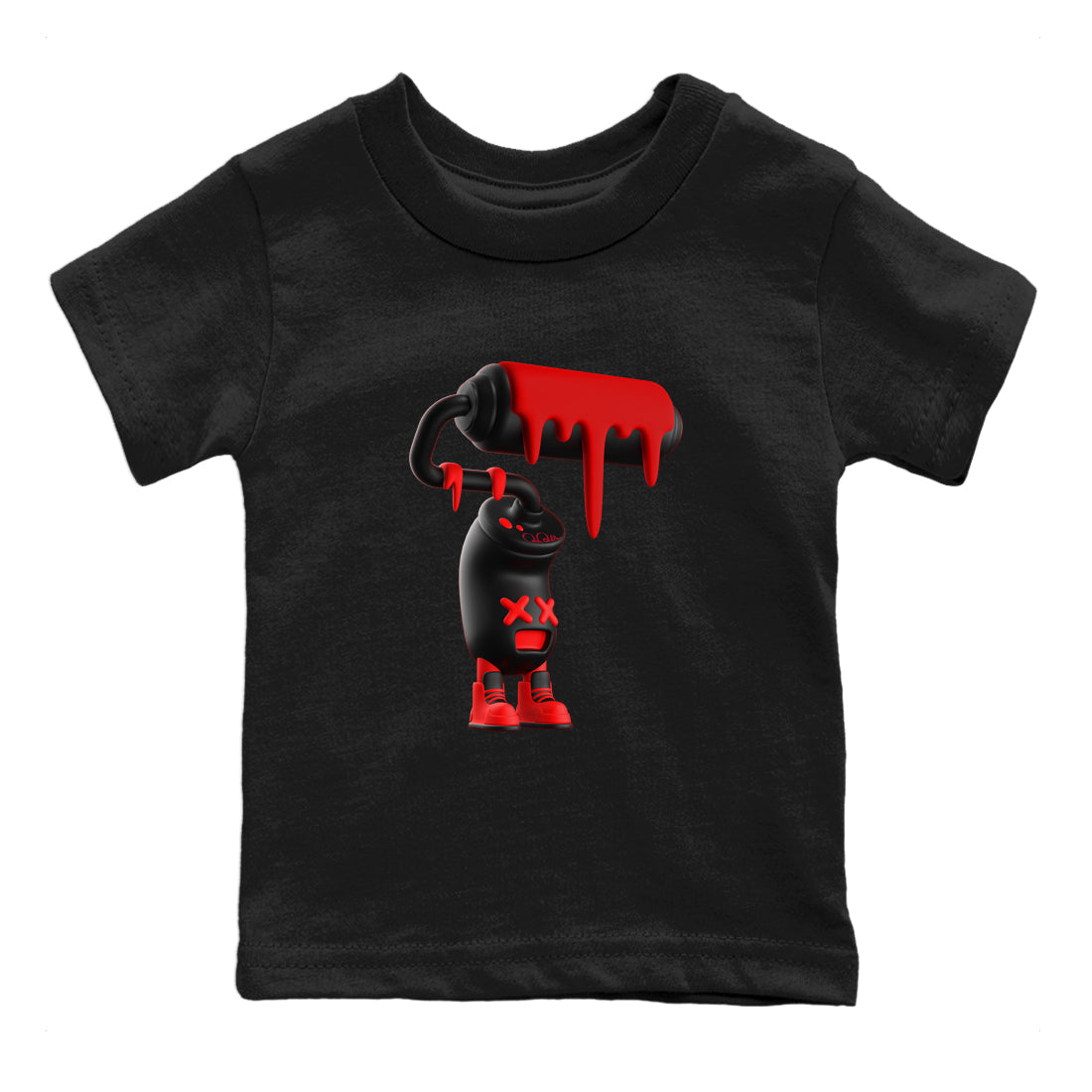 Air Jordan 6 Toro Bravo Sneaker Match Tees 3D Paint Roller Streetwear Sneaker Shirt 3D Graphic Design Shirts AJ6 Toro Bravo Sneaker Release Tees Kids Shirts Black 2