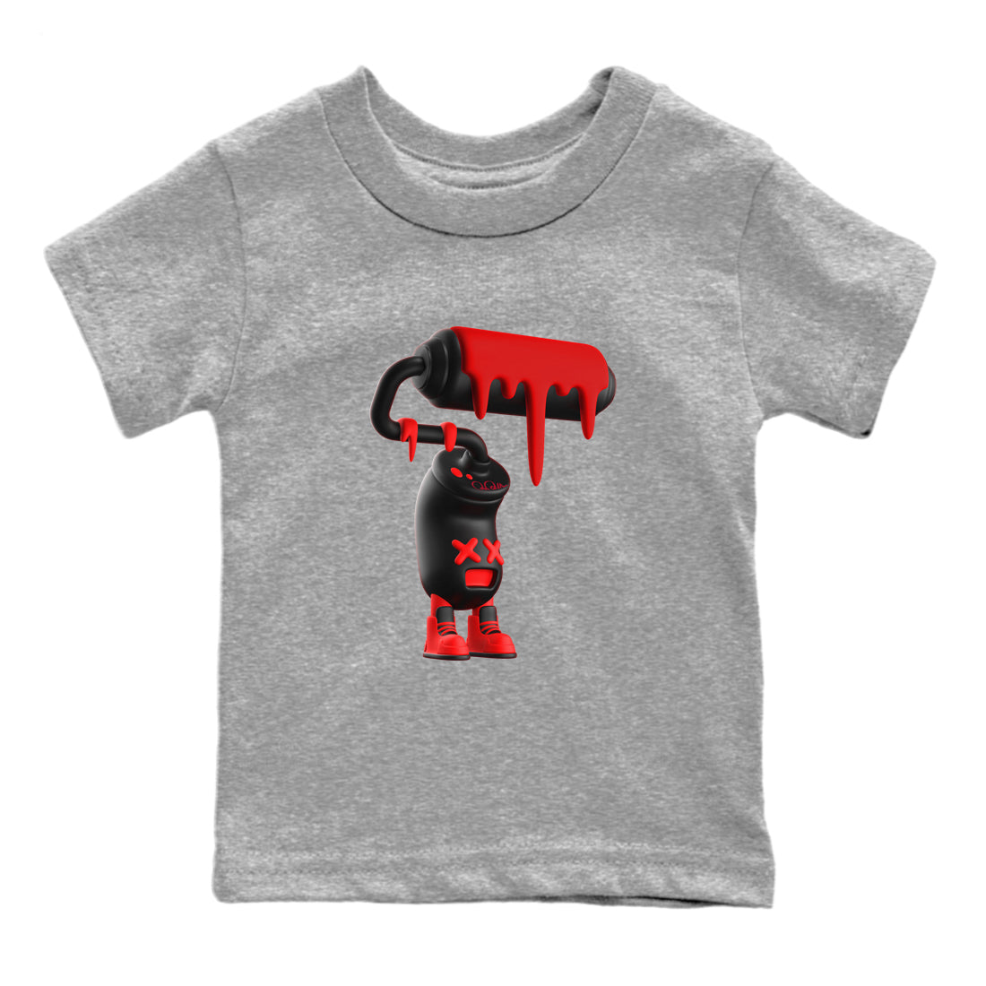 Air Jordan 6 Toro Bravo Sneaker Match Tees 3D Paint Roller Streetwear Sneaker Shirt 3D Graphic Design Shirts AJ6 Toro Bravo Sneaker Release Tees Kids Shirts Heather Grey 2