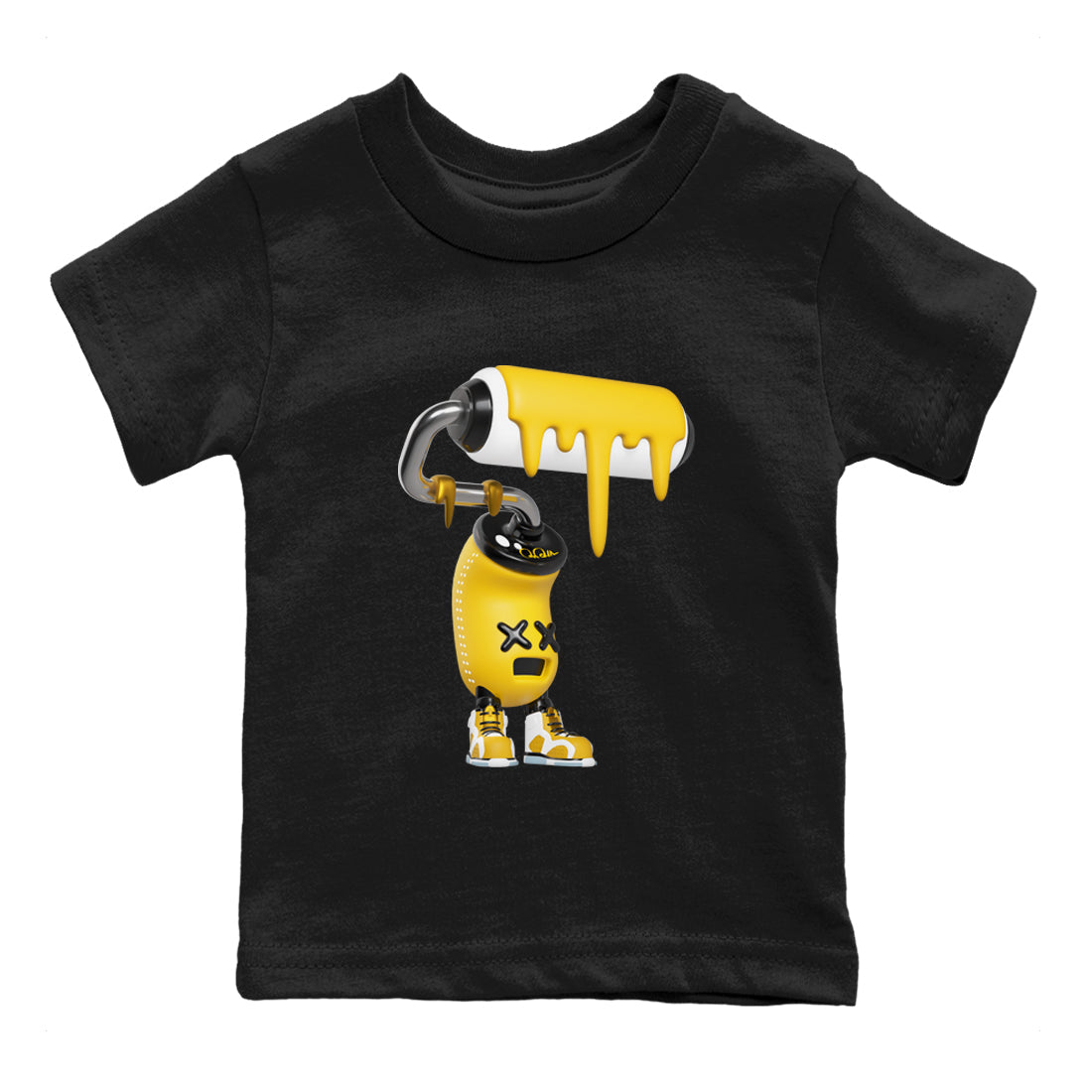 Air Jordan 6 Yellow Ochre shirt to match jordans 3D Paint Roller sneaker tees streetwear brand AJ6 Yellow Ochre Drip Gear Zone Brand Baby Toddler Black 2 T-Shirt