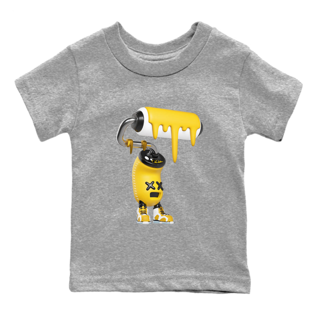 Air Jordan 6 Yellow Ochre shirt to match jordans 3D Paint Roller sneaker tees streetwear brand AJ6 Yellow Ochre Drip Gear Zone Brand Baby Toddler Heather Grey 2 T-Shirt