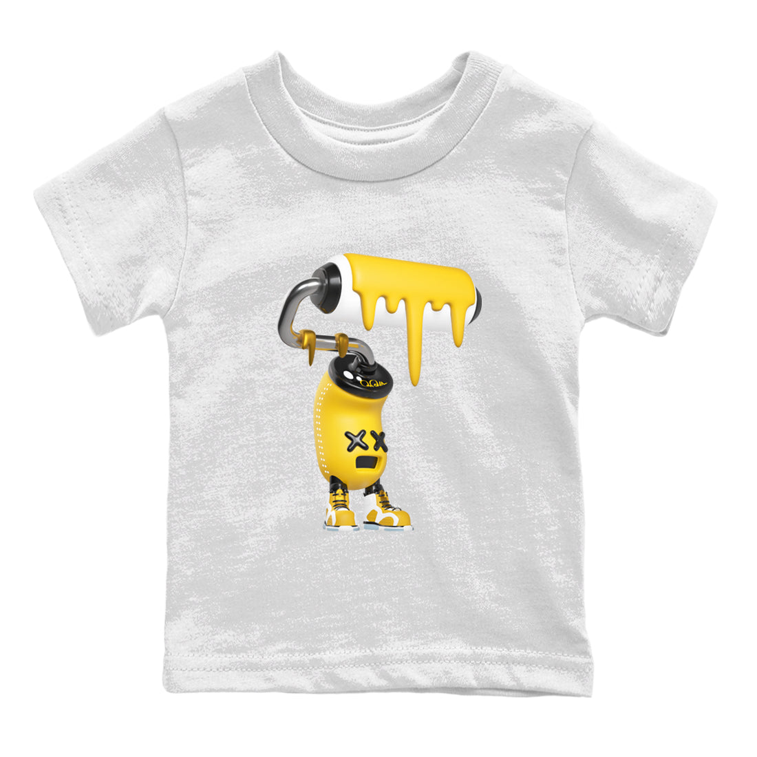 Air Jordan 6 Yellow Ochre shirt to match jordans 3D Paint Roller sneaker tees streetwear brand AJ6 Yellow Ochre Drip Gear Zone Brand Baby Toddler White 2 T-Shirt