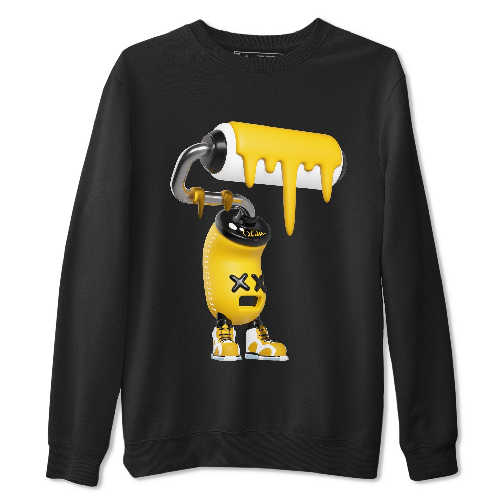 Air Jordan 6 Yellow Ochre shirt to match jordans 3D Paint Roller sneaker tees streetwear brand AJ6 Yellow Ochre Drip Gear Zone Brand Unisex Black 2 T-Shirt