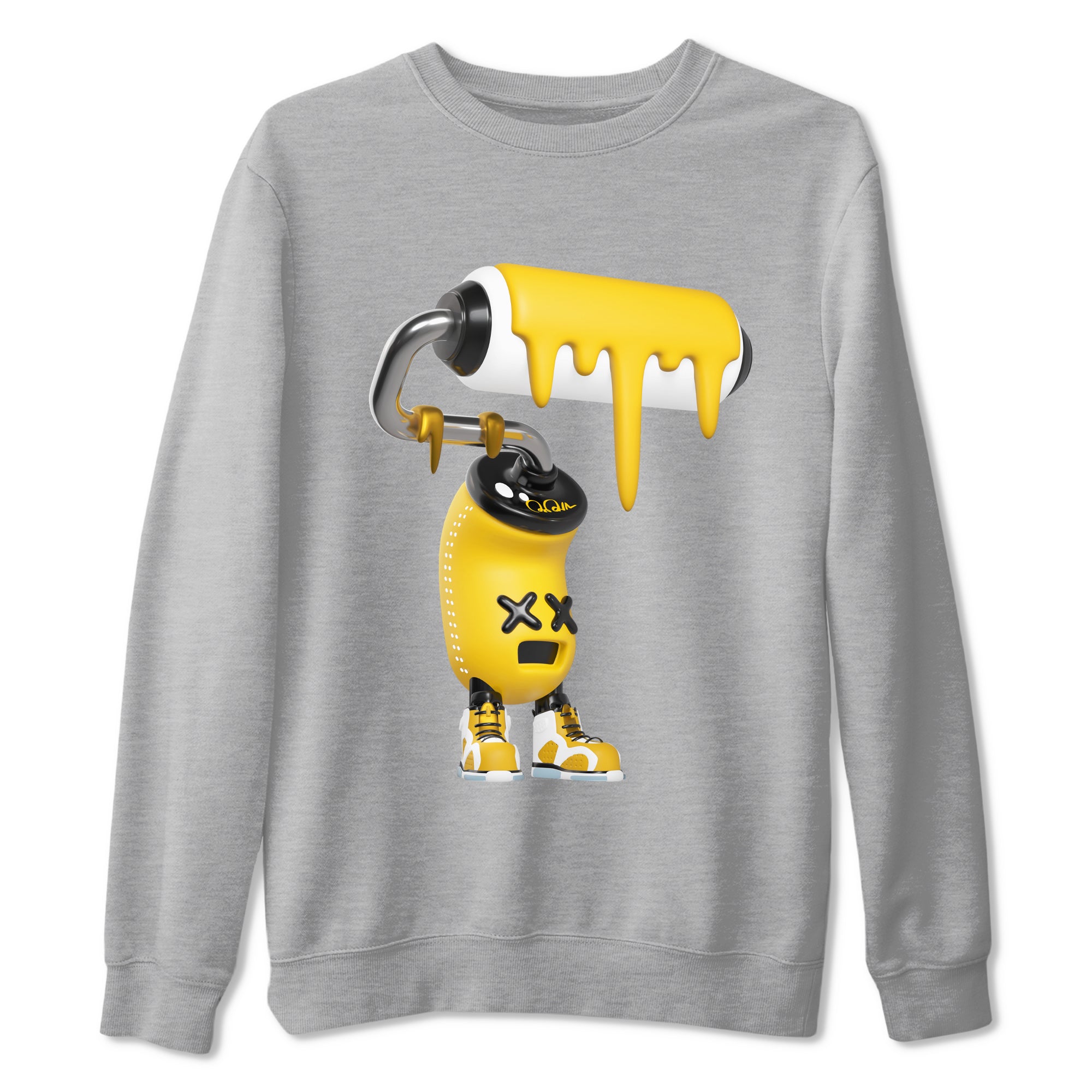 Air Jordan 6 Yellow Ochre shirt to match jordans 3D Paint Roller sneaker tees streetwear brand AJ6 Yellow Ochre Drip Gear Zone Brand Unisex Heather Grey 2 T-Shirt