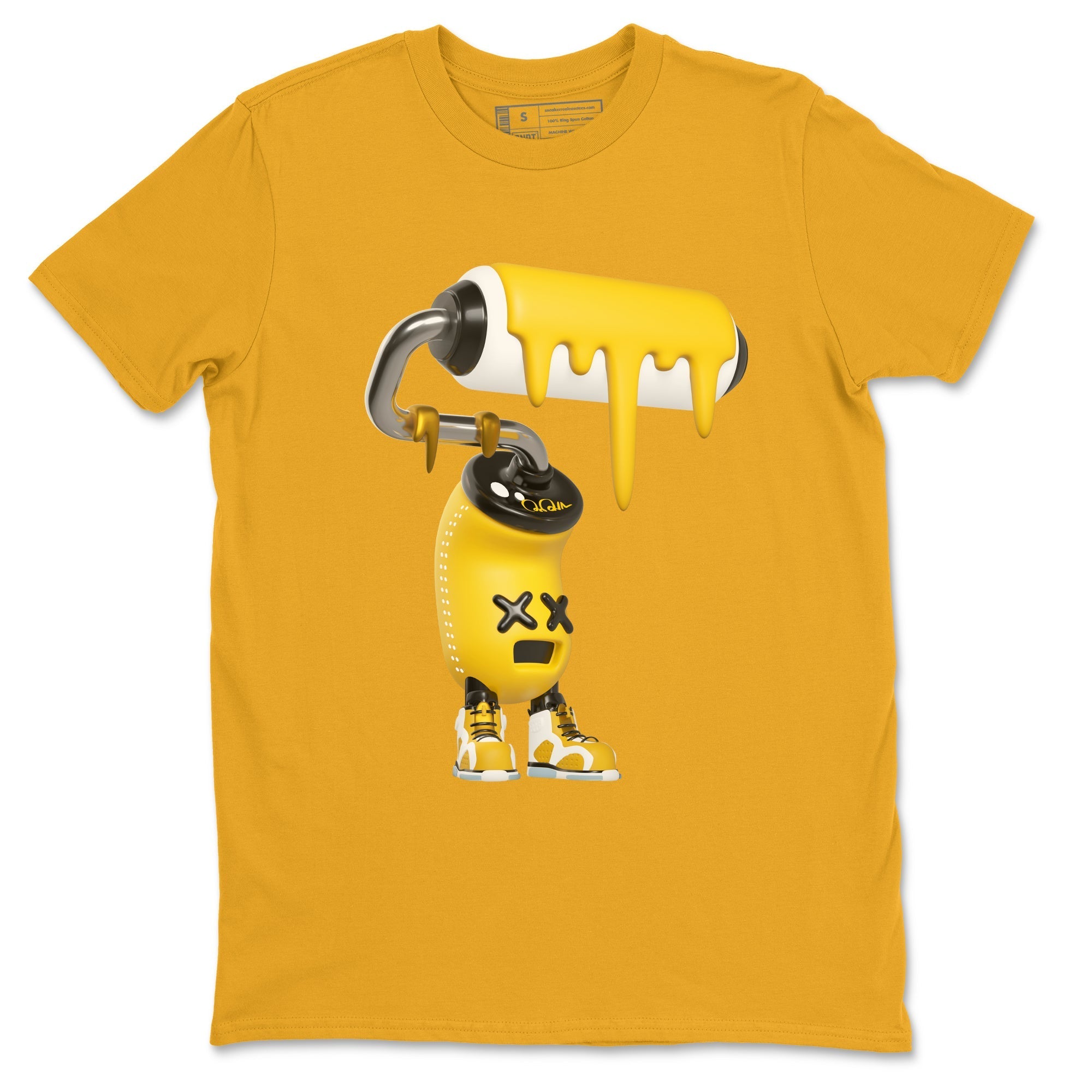 Air Jordan 6 Yellow Ochre shirt to match jordans 3D Paint Roller sneaker tees streetwear brand AJ6 Yellow Ochre Drip Gear Zone Brand Unisex Gold 2 T-Shirt