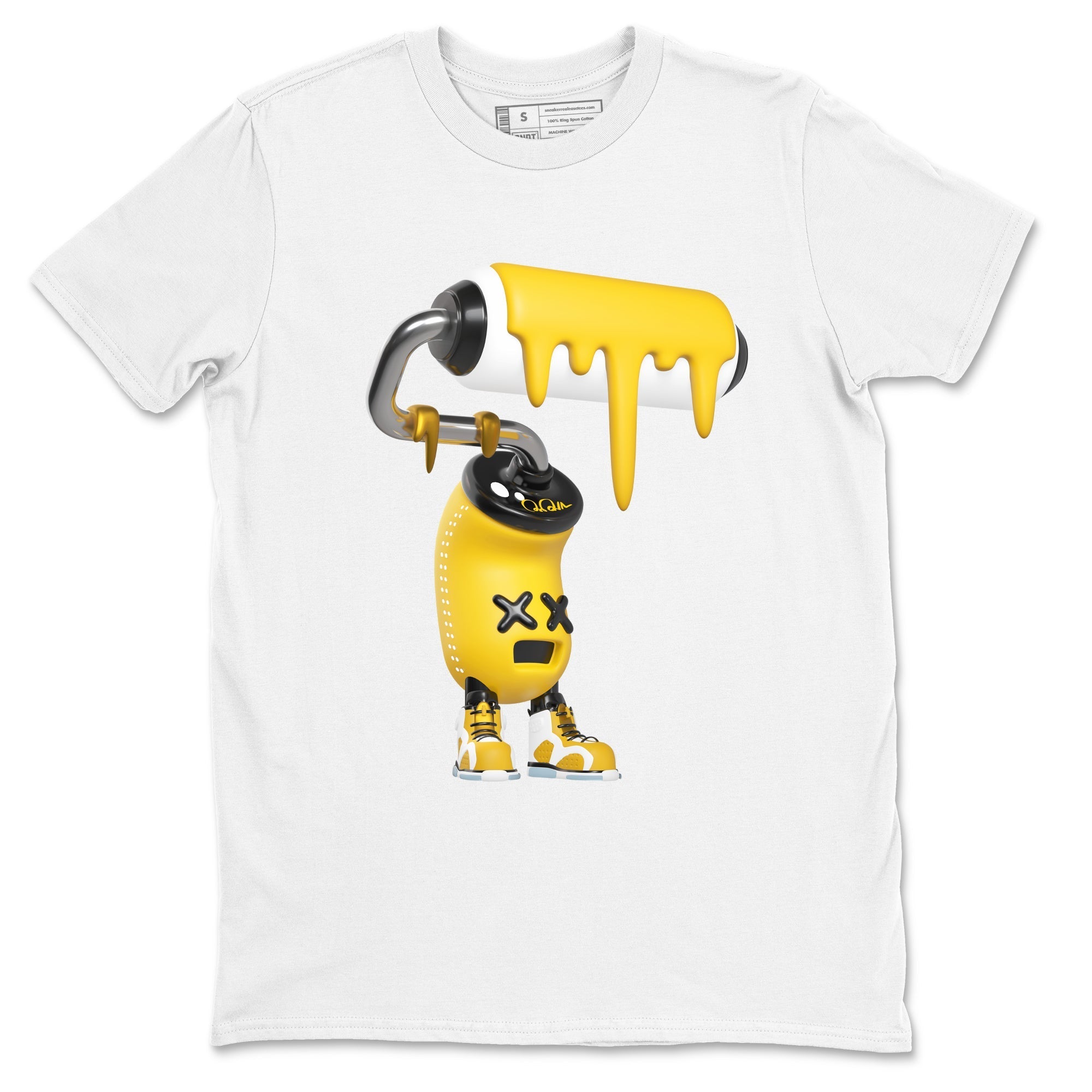 Air Jordan 6 Yellow Ochre shirt to match jordans 3D Paint Roller sneaker tees streetwear brand AJ6 Yellow Ochre Drip Gear Zone Brand Unisex White 2 T-Shirt