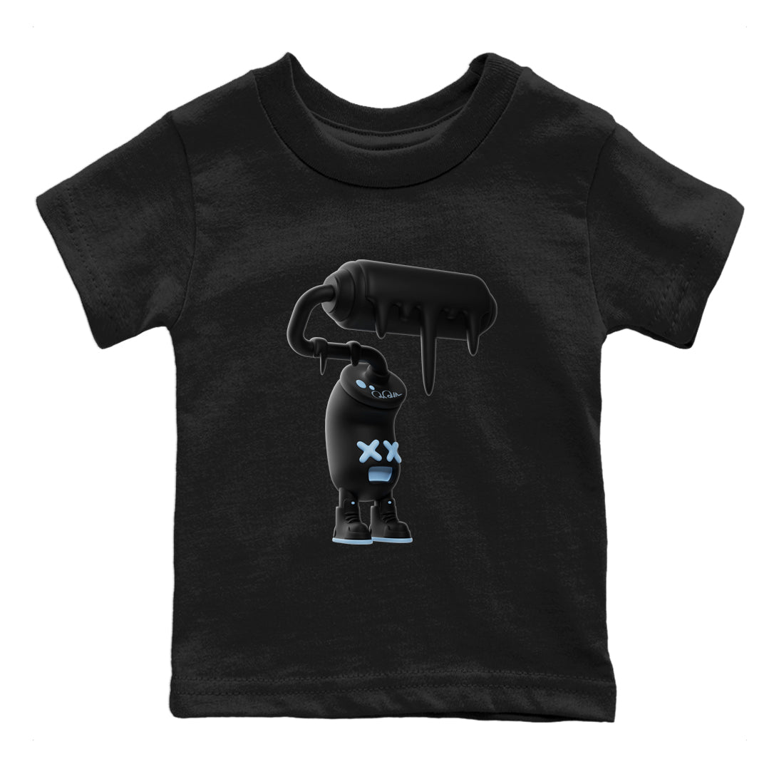 Air Jordan 7 Chambray Sneaker Match Tees 3D Paint Roller Streetwear Sneaker Shirt AJ7 Chambray Sneaker Release Tees Kids Shirts Black 2