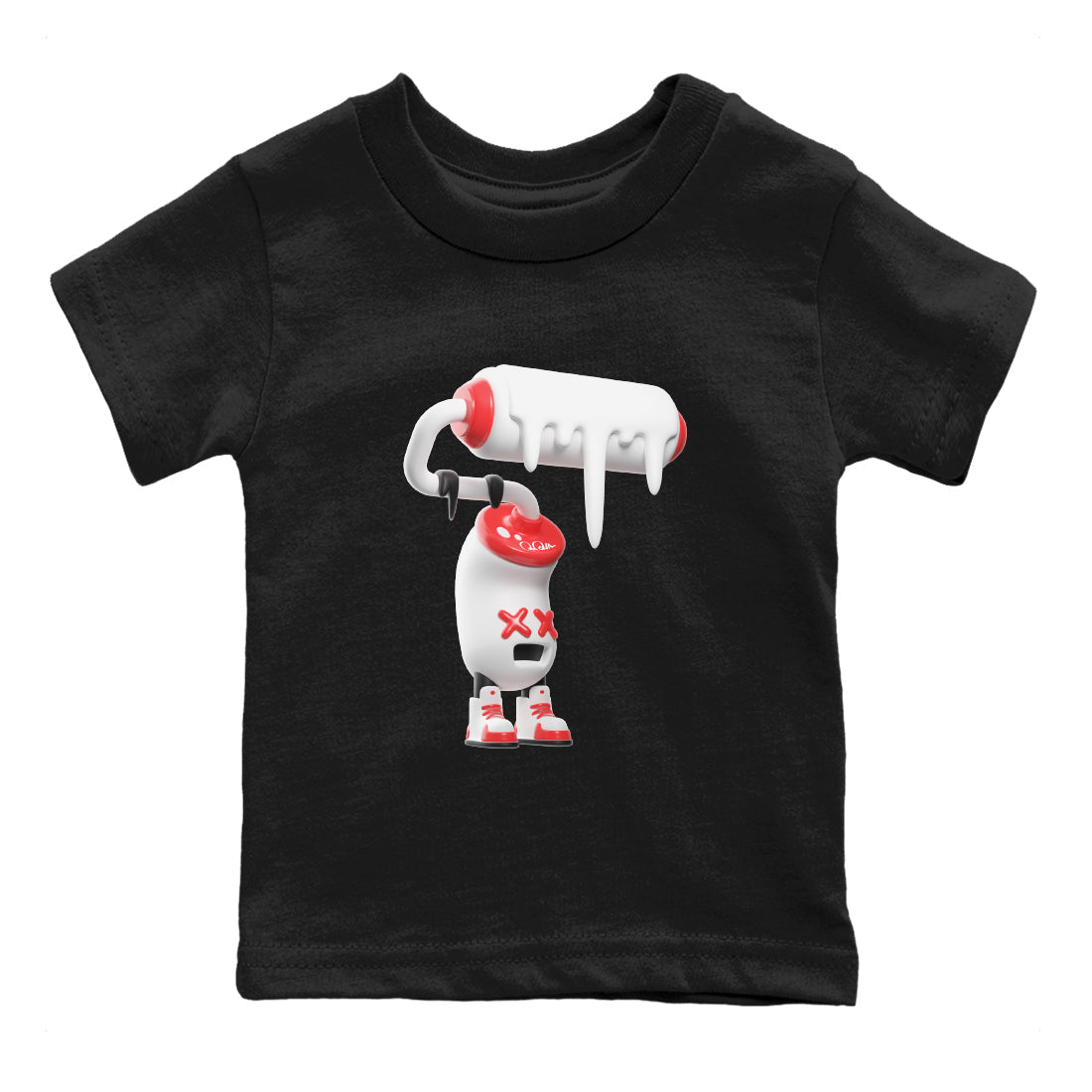 Air Jordan 7 Infrared Sneaker Match Tees 3D Paint Roller Streetwear Sneaker Shirt AJ7 Infrared Sneaker Release Tees Kids Shirts Black 2