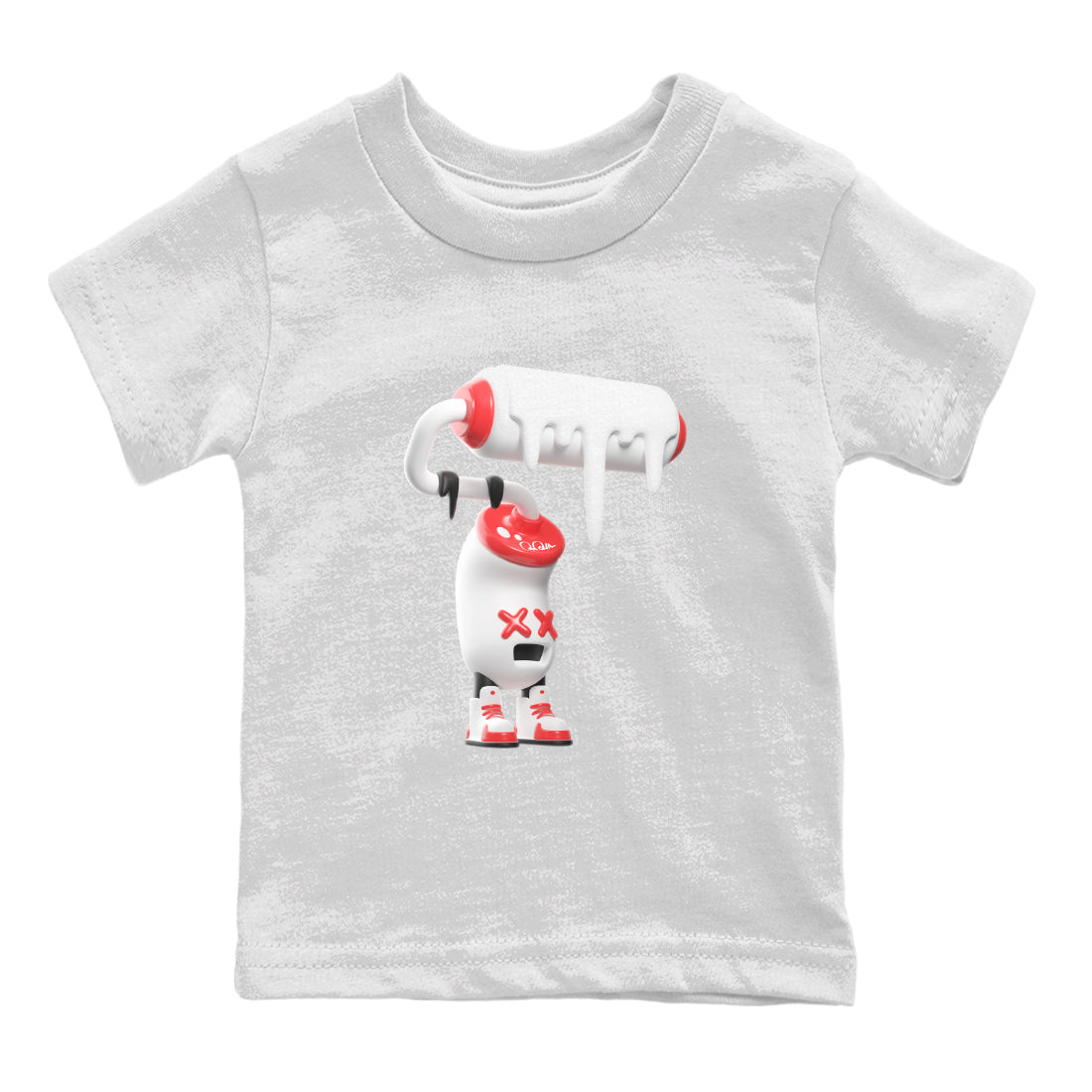 Air Jordan 7 Infrared Sneaker Match Tees 3D Paint Roller Streetwear Sneaker Shirt AJ7 Infrared Sneaker Release Tees Kids Shirts White 2