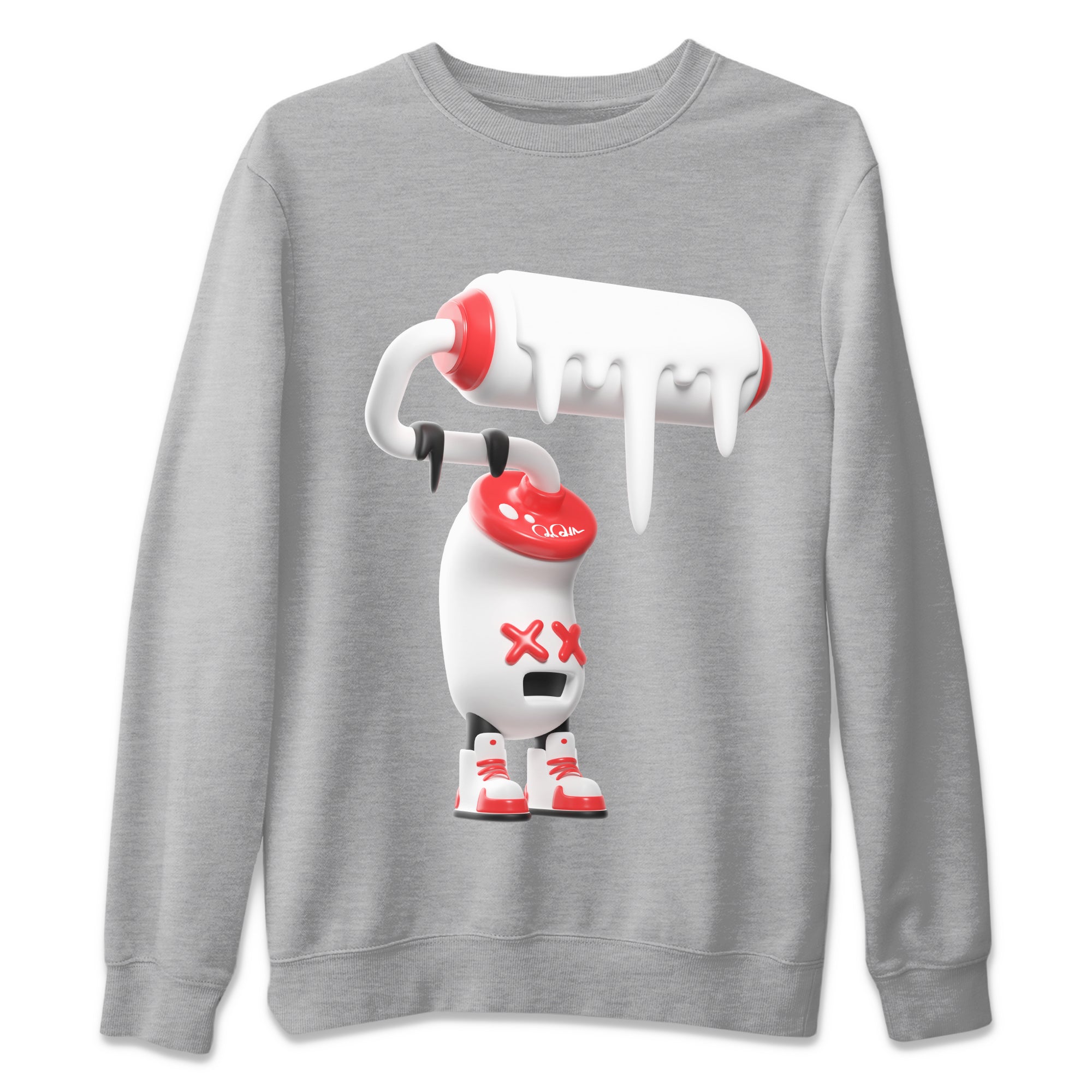 Air Jordan 7 Infrared Sneaker Match Tees 3D Paint Roller Streetwear Sneaker Shirt AJ7 Infrared Sneaker Release Tees Unisex Shirts Heather Grey 2