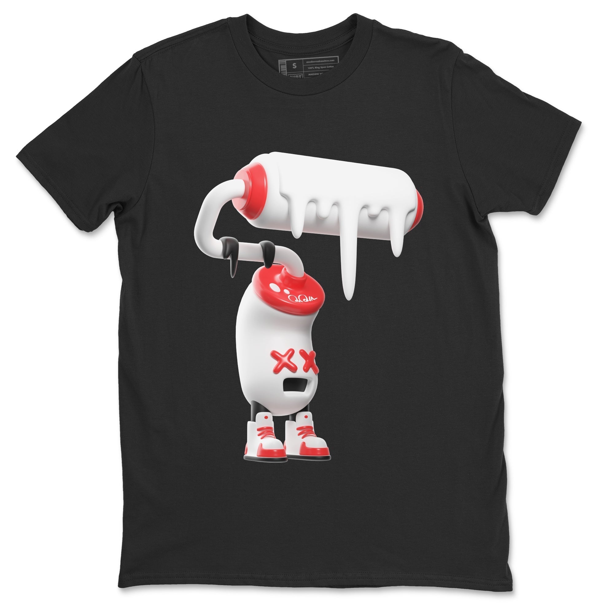 Air Jordan 7 Infrared Sneaker Match Tees 3D Paint Roller Streetwear Sneaker Shirt AJ7 Infrared Sneaker Release Tees Unisex Shirts Black 2