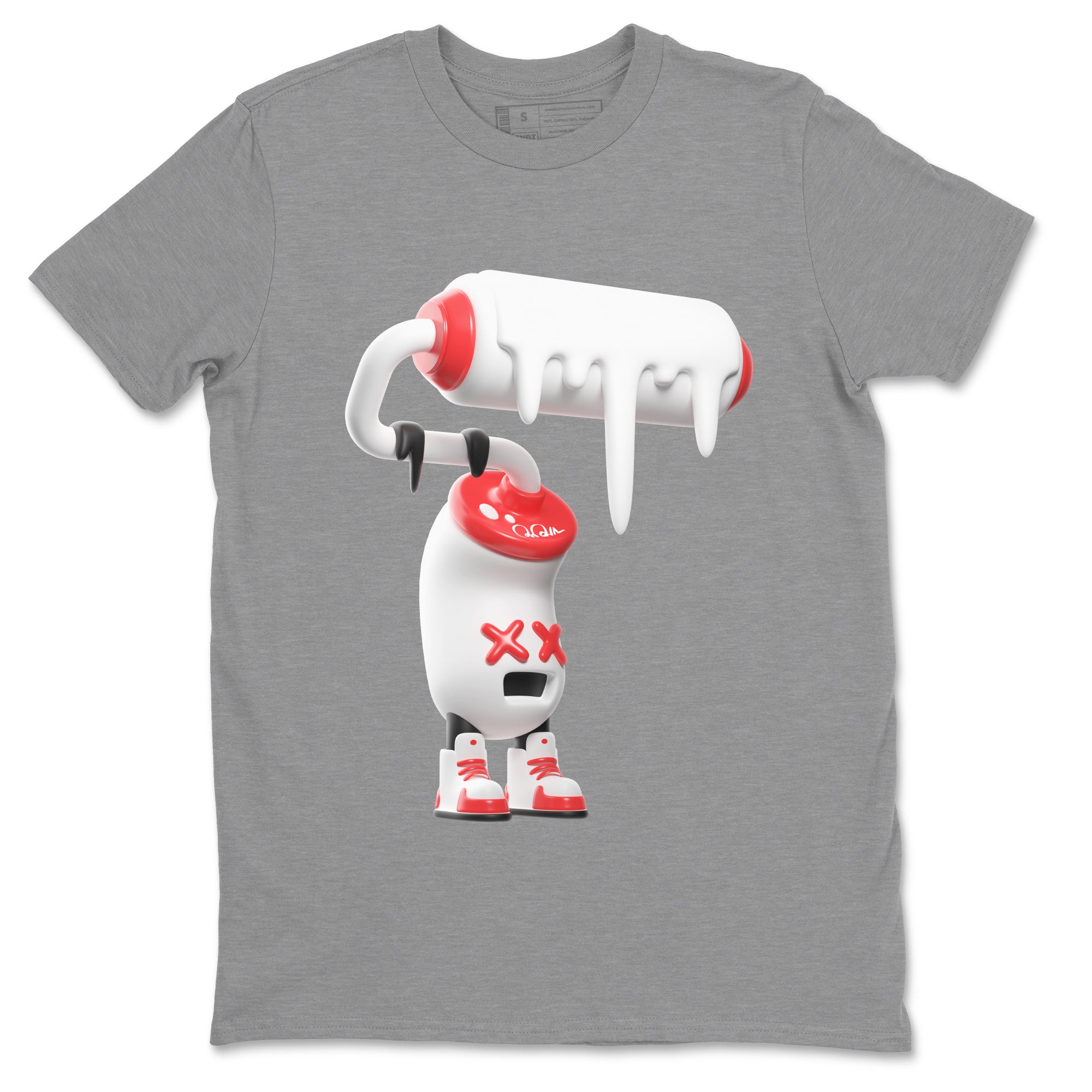 Air Jordan 7 Infrared Sneaker Match Tees 3D Paint Roller Streetwear Sneaker Shirt AJ7 Infrared Sneaker Release Tees Unisex Shirts Heather Grey 2
